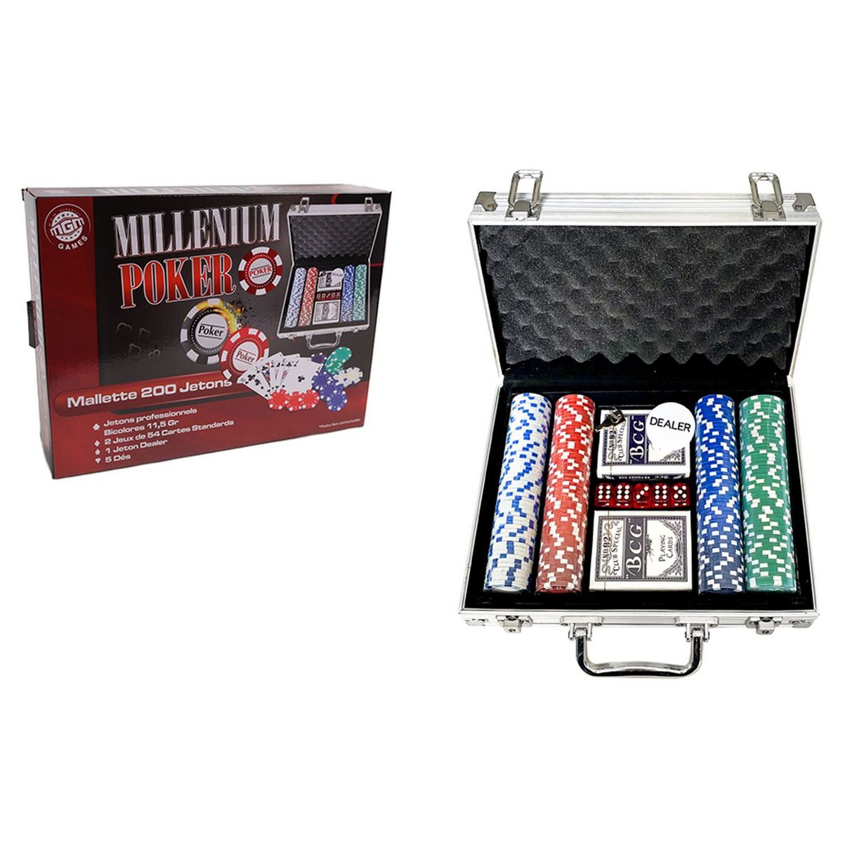MGM Malette de Poker 200 jetons numérotés 