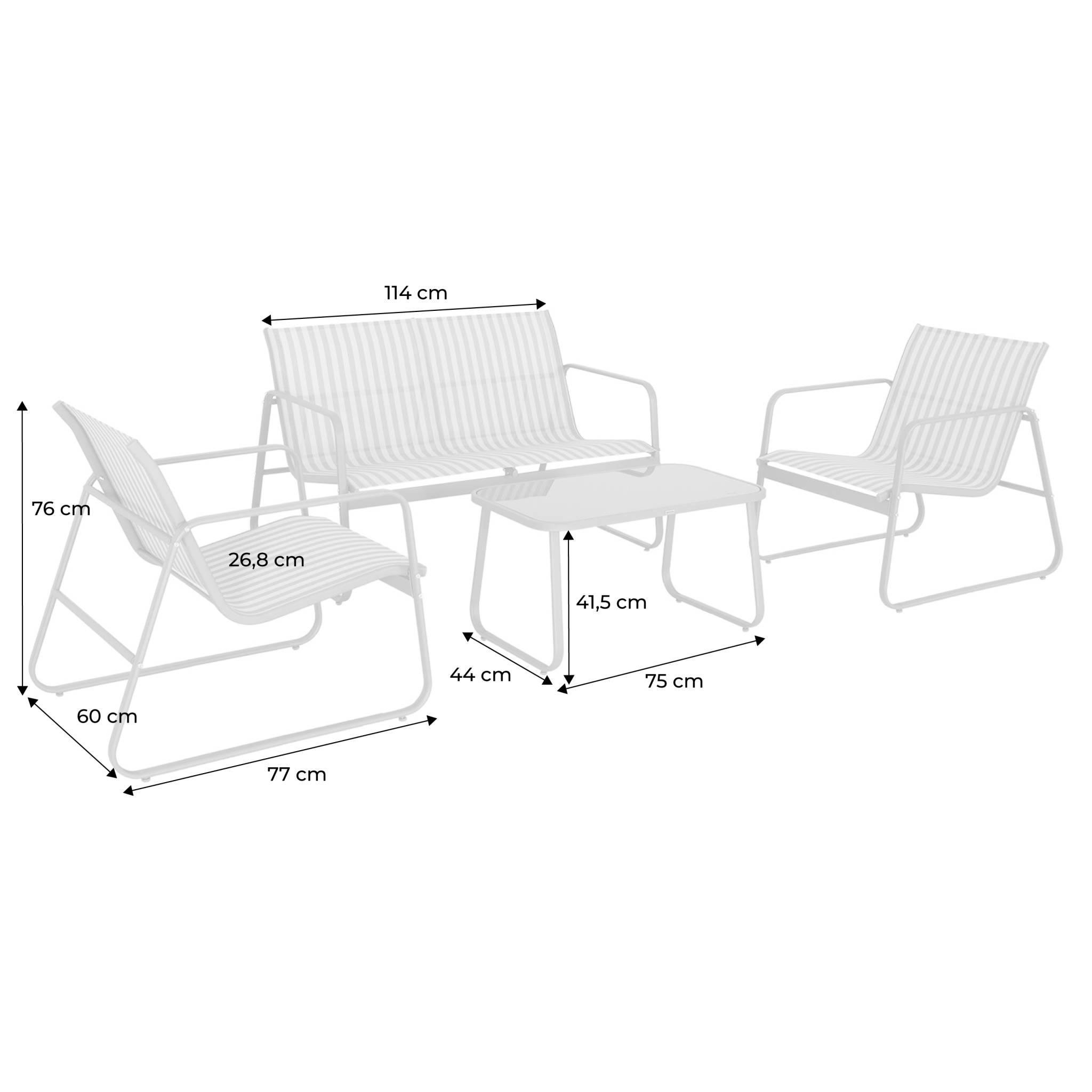 Voir la diapositive 4 : SWEEEK Salon de jardin en métal  et textilène pour 4 personnes, design