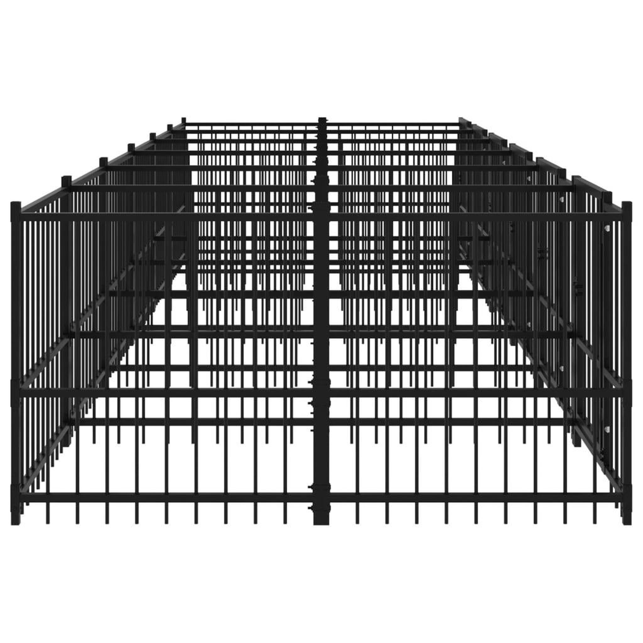 Voir la diapositive 4 : VIDAXL Chenil d'exterieur pour chiens Acier 11,26 m²
