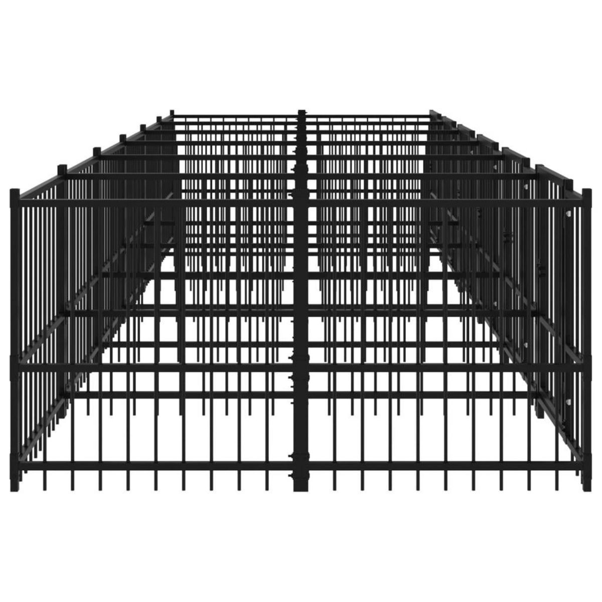 VIDAXL Chenil d'exterieur pour chiens Acier 11,26 m²