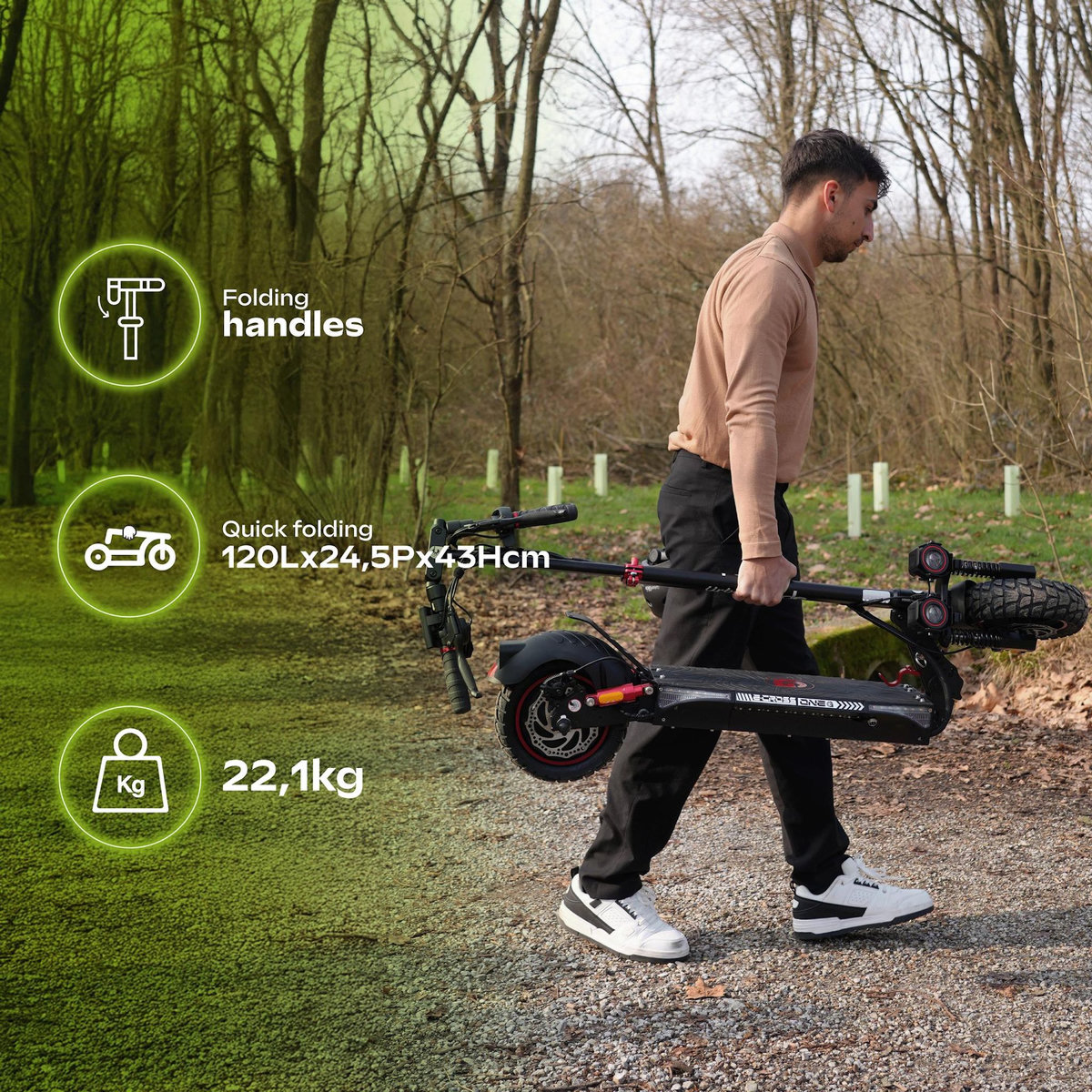 URBANGLIDE Trottinette Électrique ECROSS – 800W, 25 km/h, Autonomie 50 km, Pneu tout terrain 10  - 23Kg