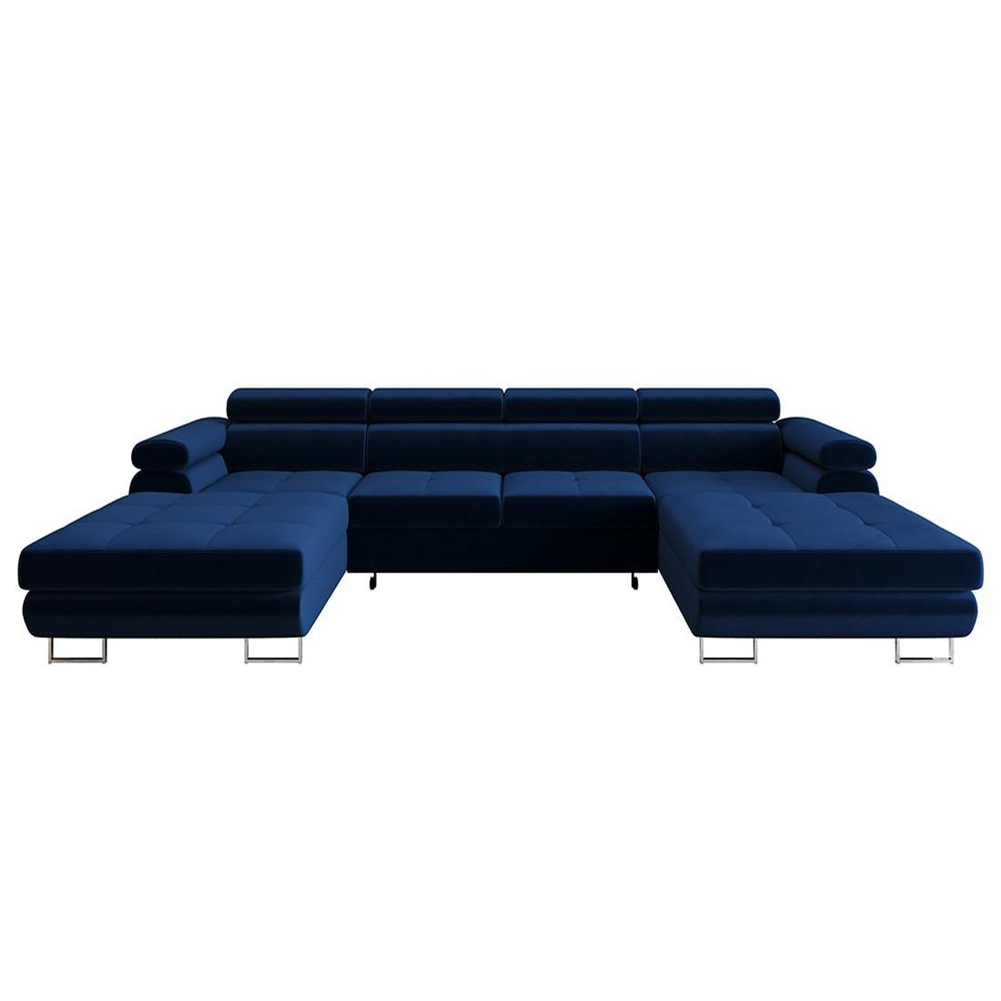 BEST MOBILIER Ayden - canapé panoramique en u 7 places convertible avec coffre et têtières réglables en tissu. Coloris disponibles : Violet, Bleu, Noir, Beige, Gris, Jaune