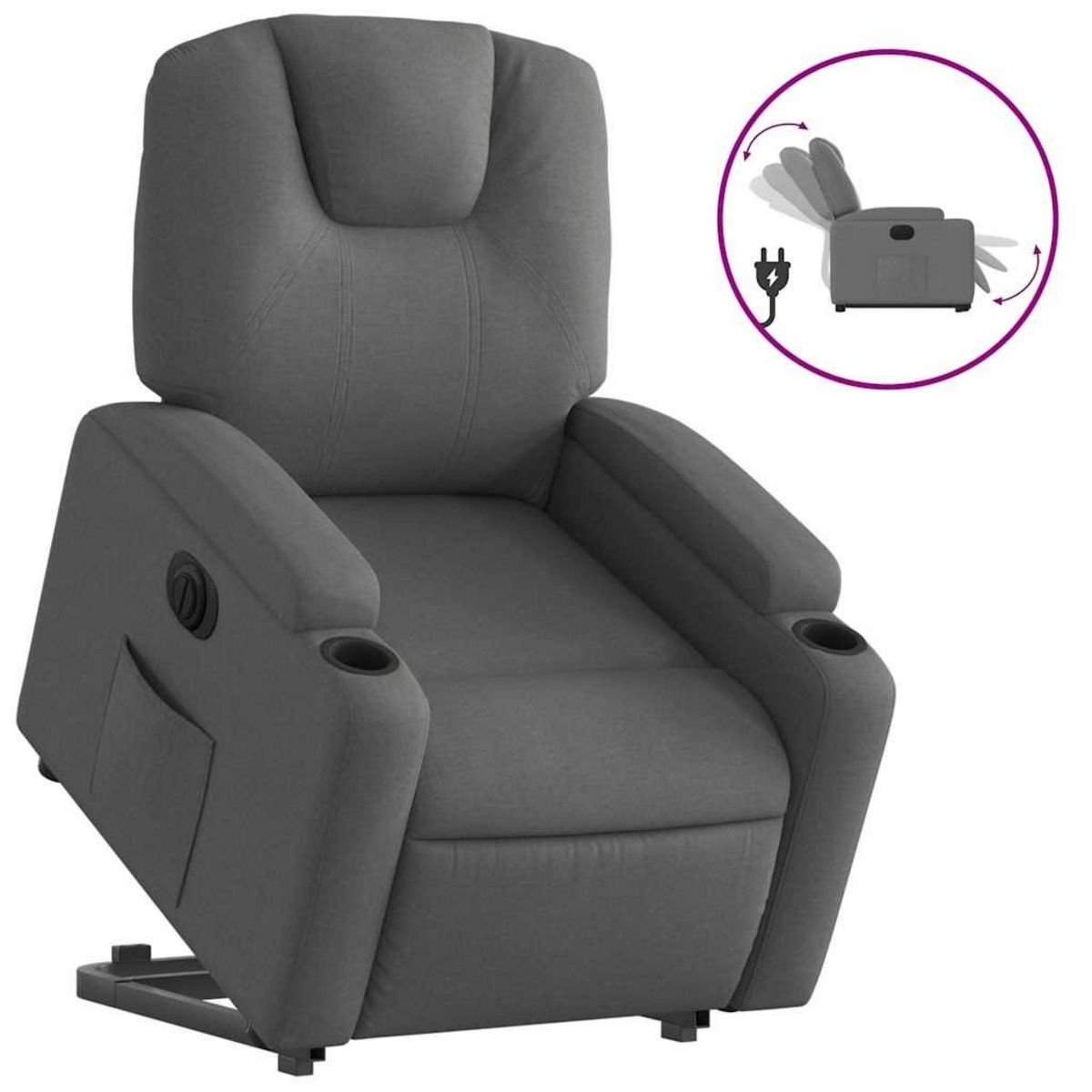 VIDAXL Fauteuil inclinable electrique gris fonce tissu
