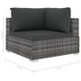 Voir la diapositive 6 : VIDAXL Salon de jardin 4 pcs avec coussins resine tressee gris