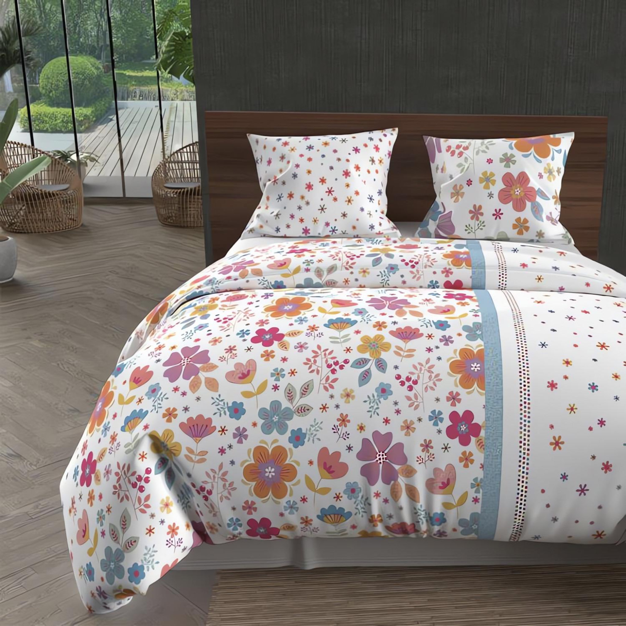 Voir la diapositive 1 : Intemporel Parure housse de couette microfibre FLORA, par Intemporel