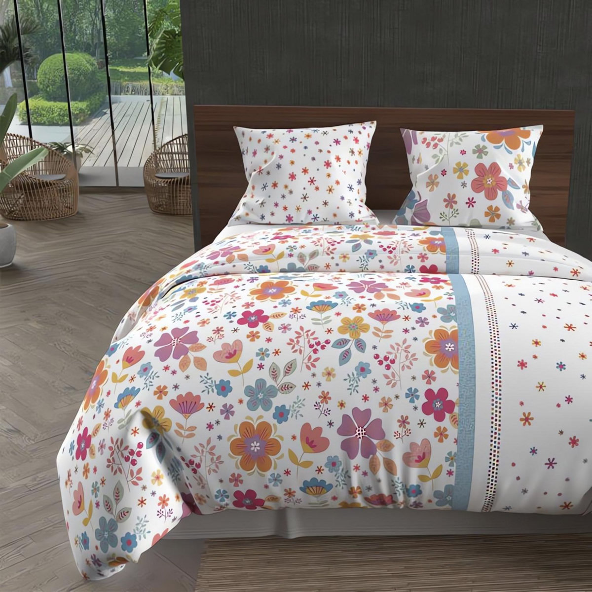 Intemporel Parure housse de couette microfibre FLORA, par Intemporel