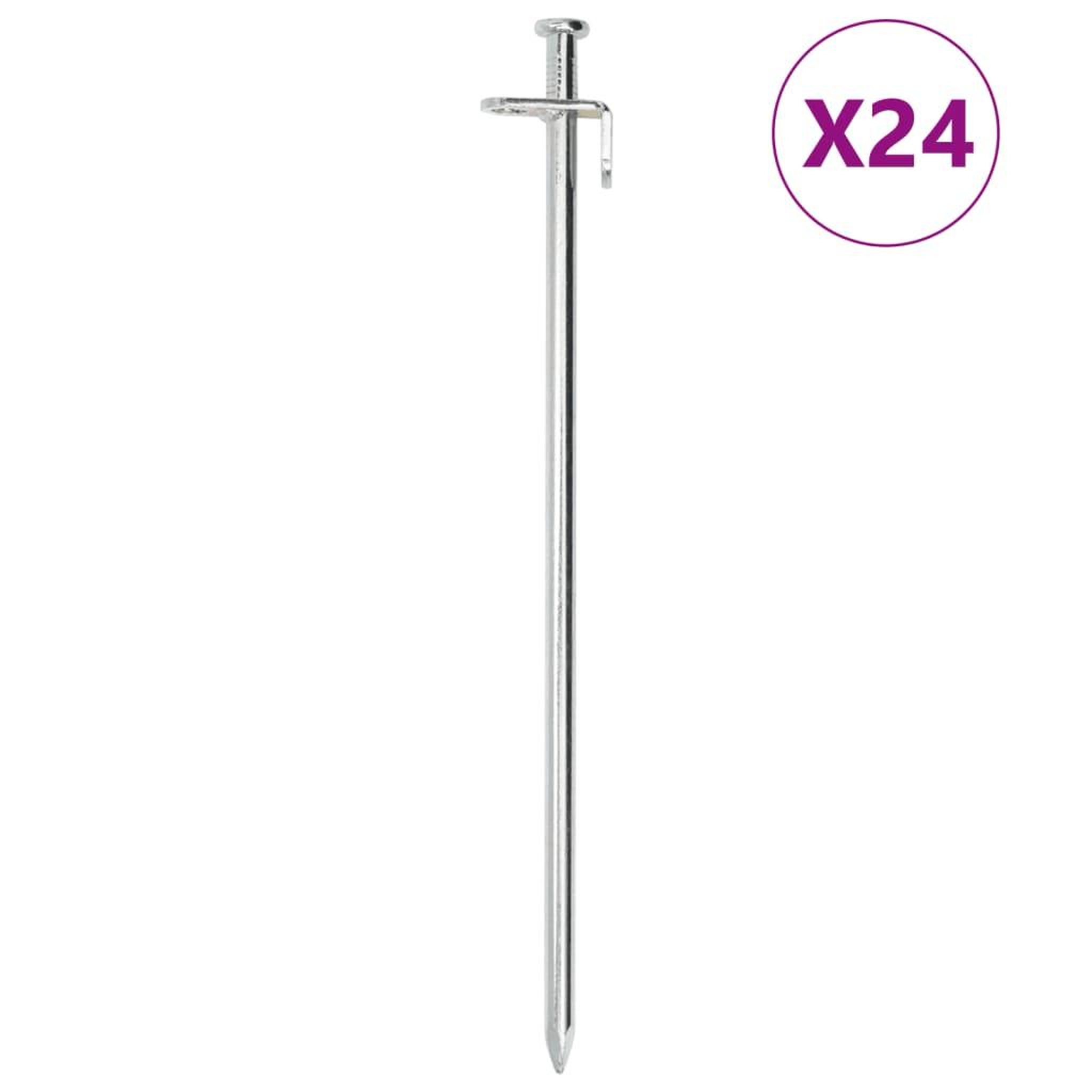 VIDAXL Piquets de tente 24 pcs 30 cm 8 mm acier galvanise