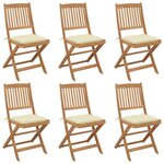 VIDAXL Chaises pliables de jardin lot de 6 avec coussins Bois d'acacia