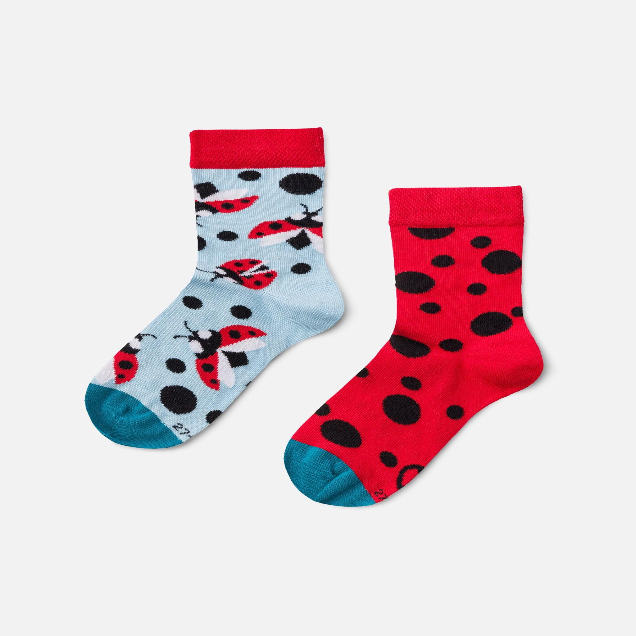 DEDOLES Chaussettes enfants coccinelles & points. Coloris disponibles : Multicolore