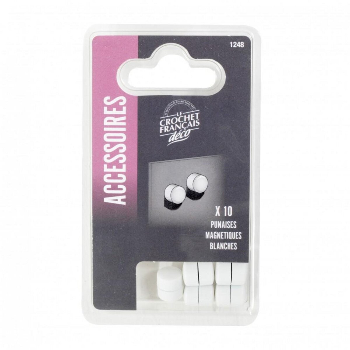 CENTRALE BRICO Lot de 10 punaises blanc LE CROCHET FRANCAIS, Diam.10 mm