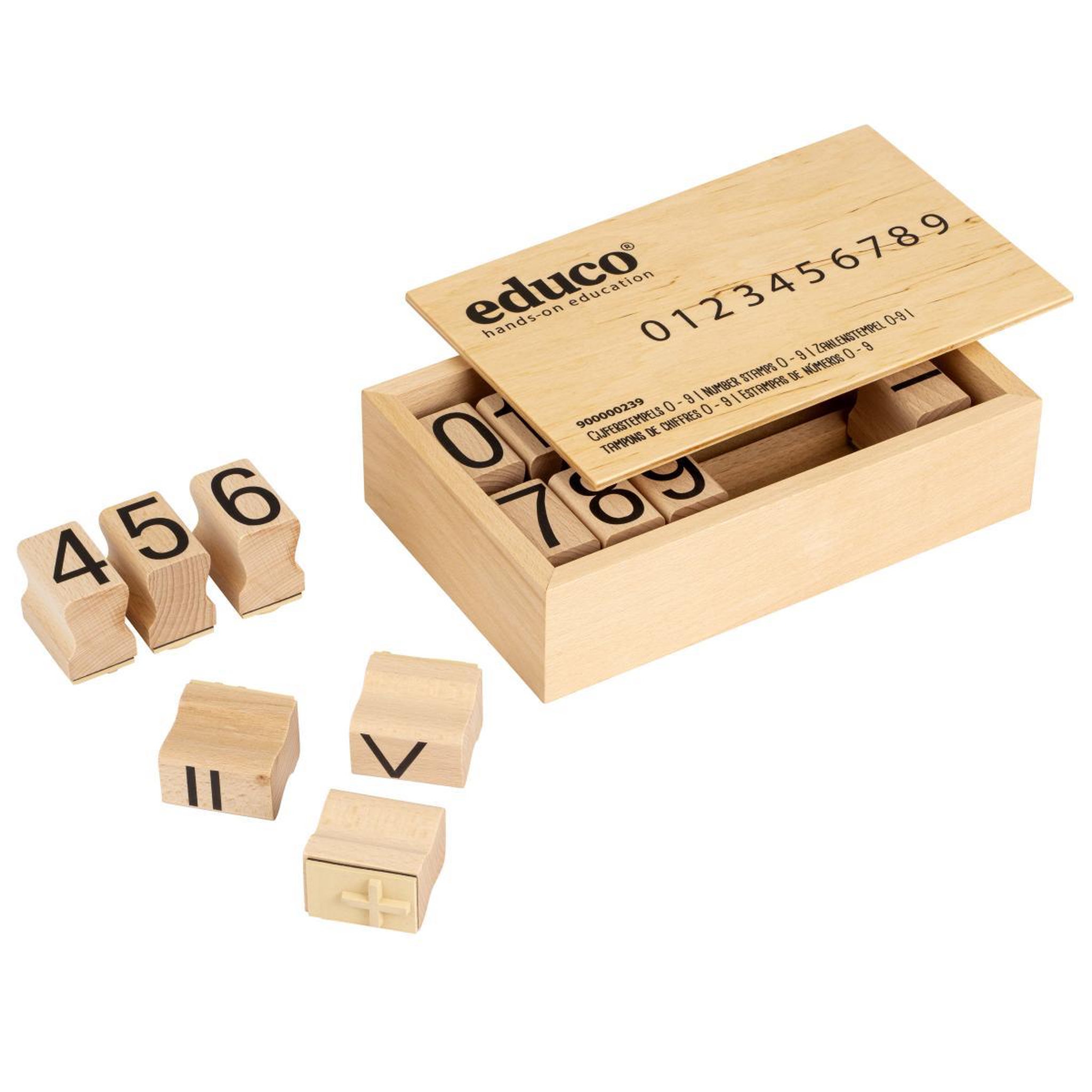 EDUCO Apprendre les mathématiques - tampons de chiffres 0 - 9 - jeu Montessori