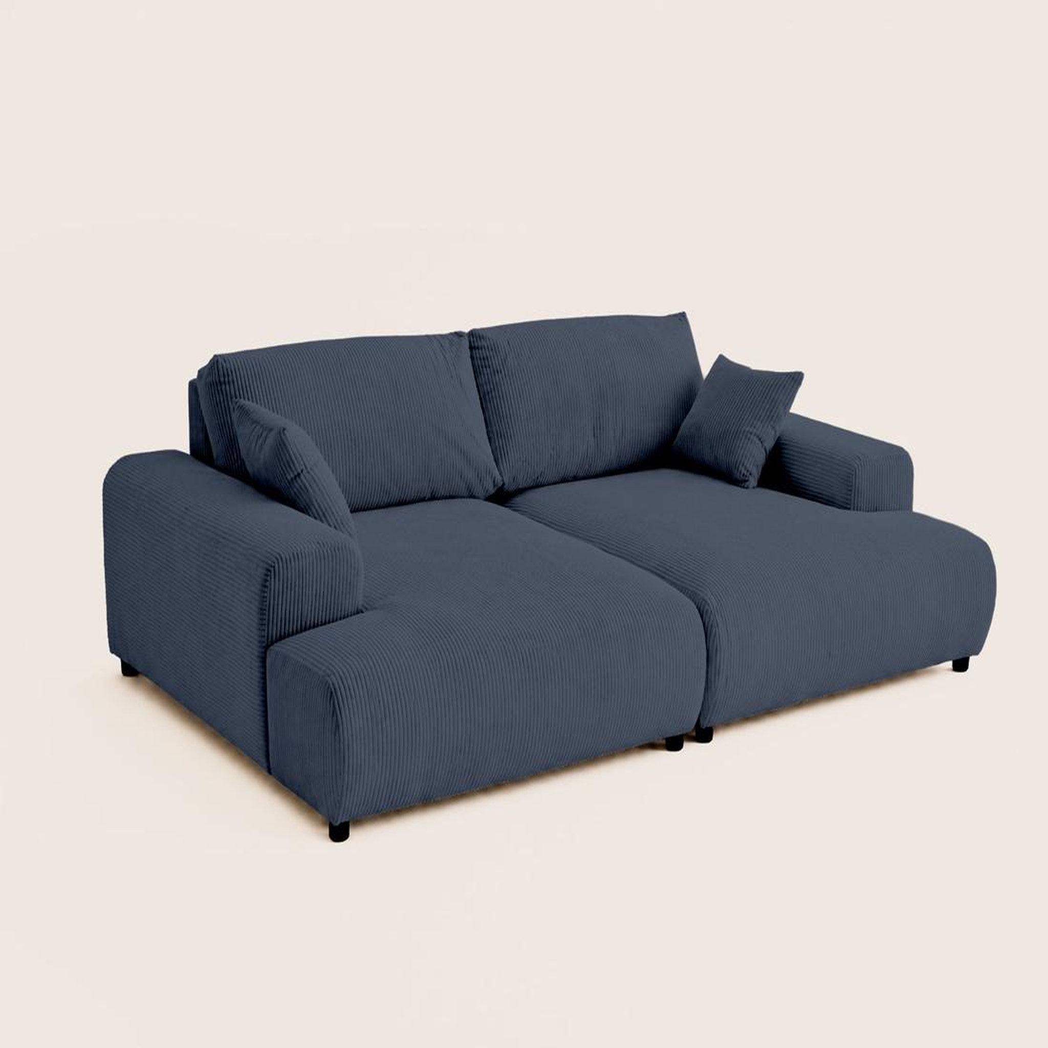 Voir la diapositive 5 : LISA DESIGN Garance - canapé droit 4 places double méridienne - assise profonde - en velours côtelé