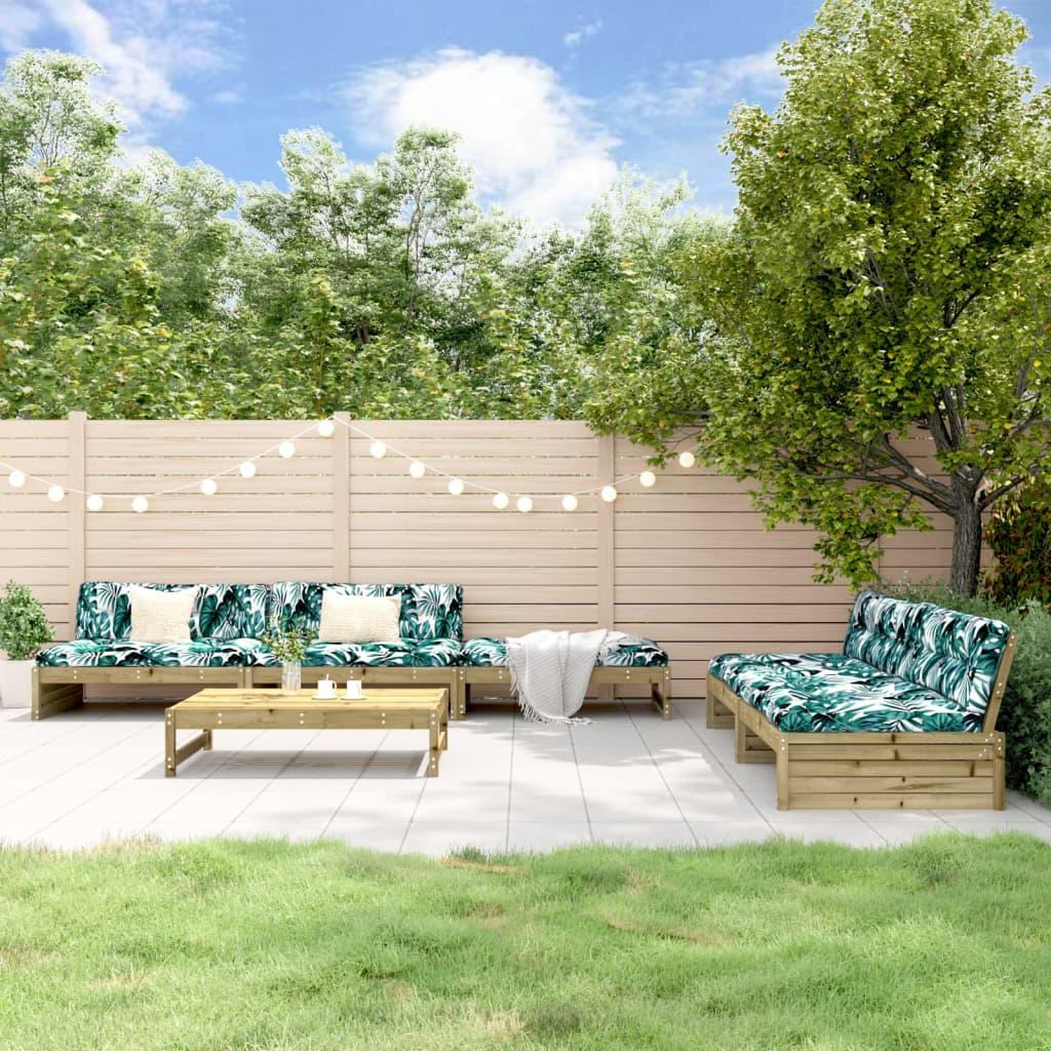 VIDAXL Salon de jardin 6 pcs avec coussins bois de pin impregne