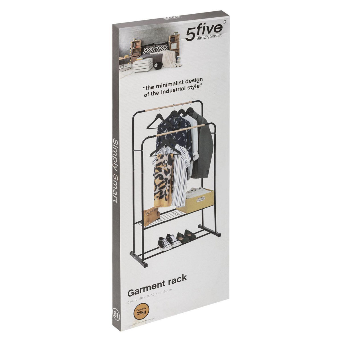 FIVE Double Portant à Vêtement Artemis avec 1 étagère - Noir et Beige