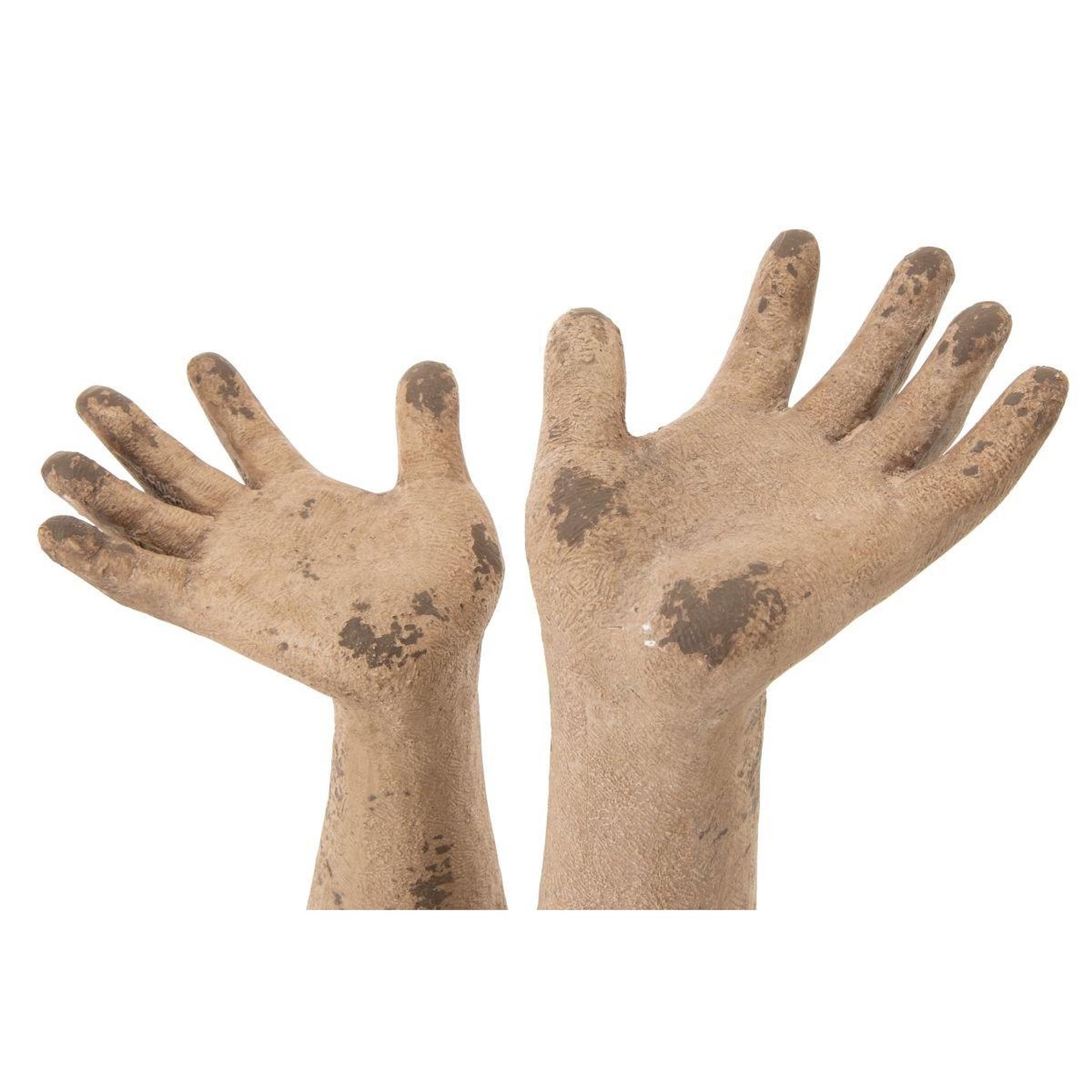 Voir la diapositive 3 : J-LINE Lot de 2 mains déco extérieure  antik  50cm beige