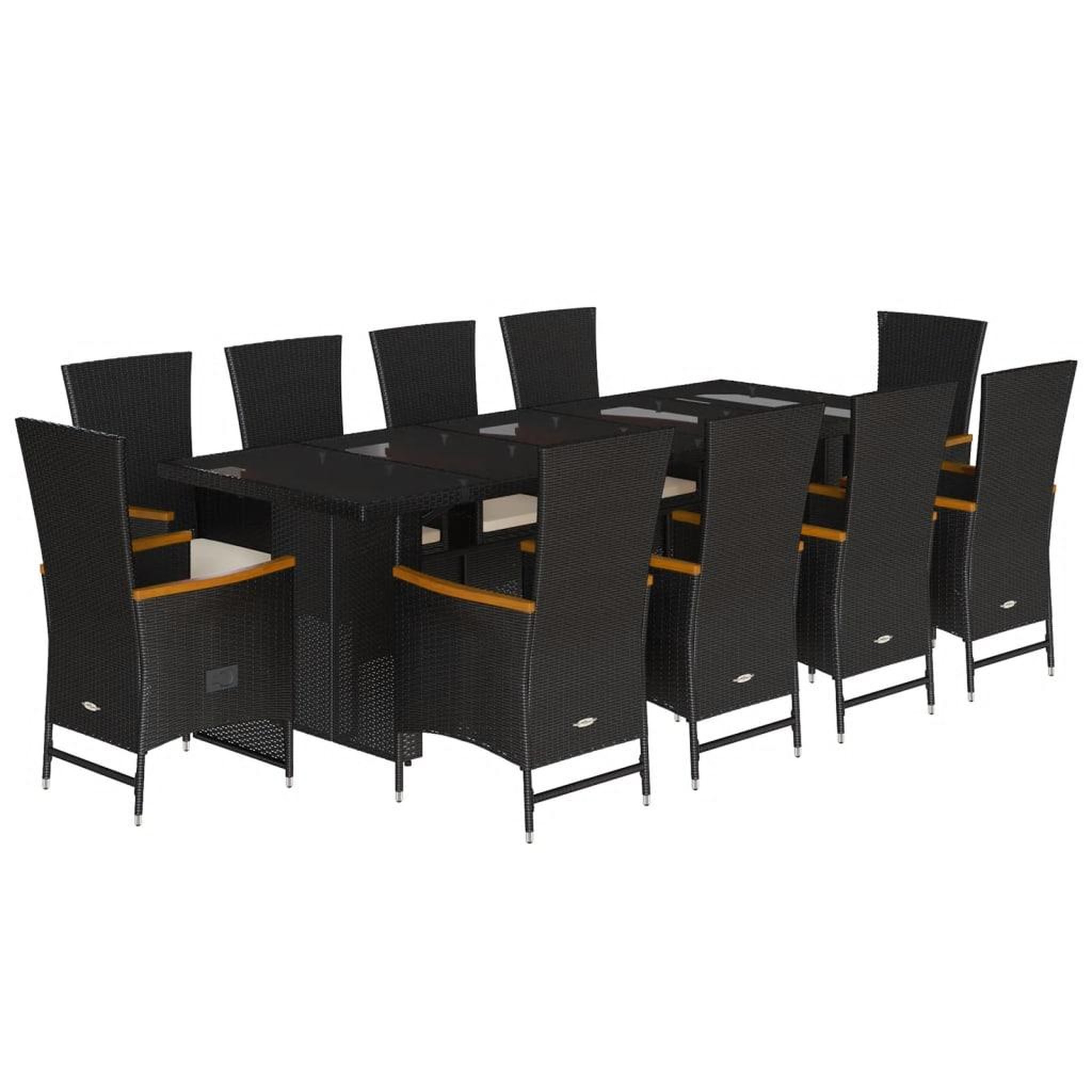 Voir la diapositive 2 : VIDAXL Ensemble a manger de jardin 11 pcs coussins noir resine tressee