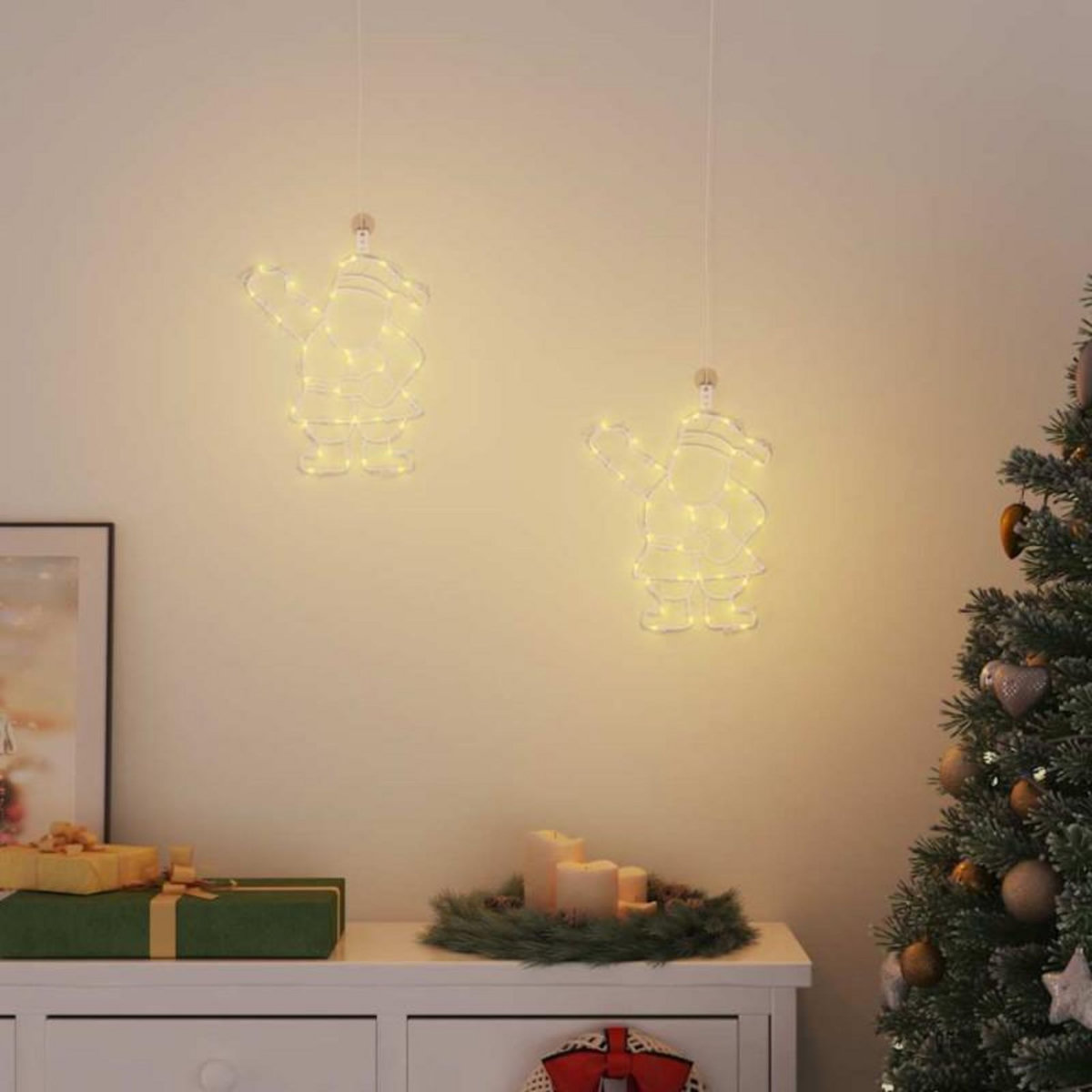 VIDAXL Lumières de Noël silhouette du Père Noël 2 pcs 35 LED