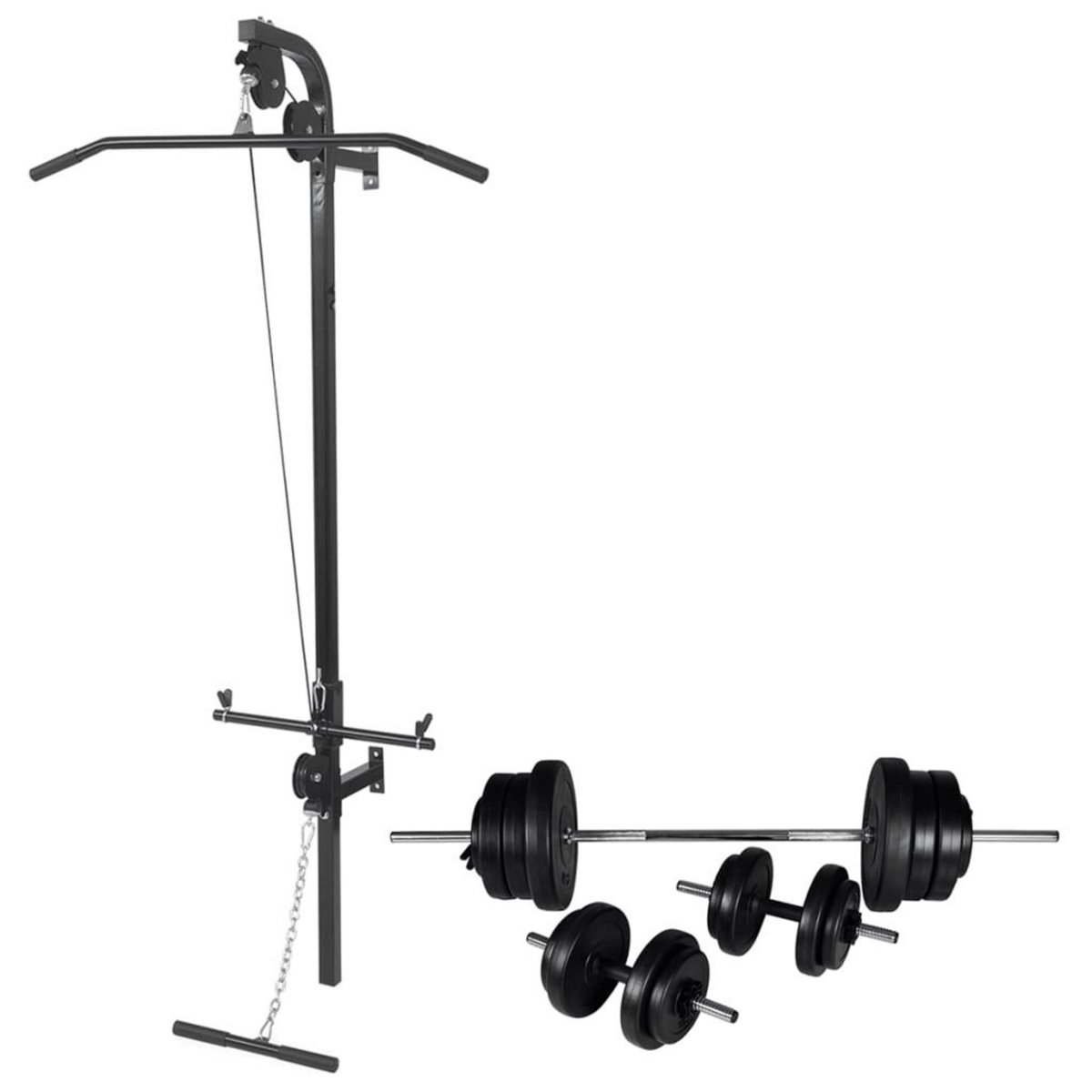 VIDAXL Tour de musculation murale avec jeu d'halteres et poids 60,5 kg