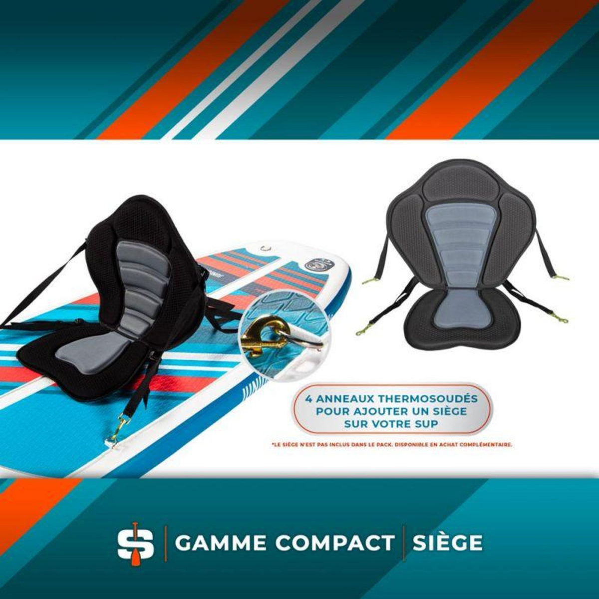 SIMPLE PADDLE Stand up Paddle Gonflable JUNIOR 8' 30'' 4'' (244 x 76 x 10 cm) Gamme COMPACT avec Pagaie, Leash, Pompe et Sac de Transport