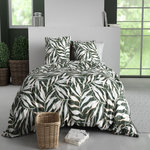 ATELIER DU COTON Parure housse de couette imprimée 100% coton 57fils FILVERDE. Coloris disponibles : Vert