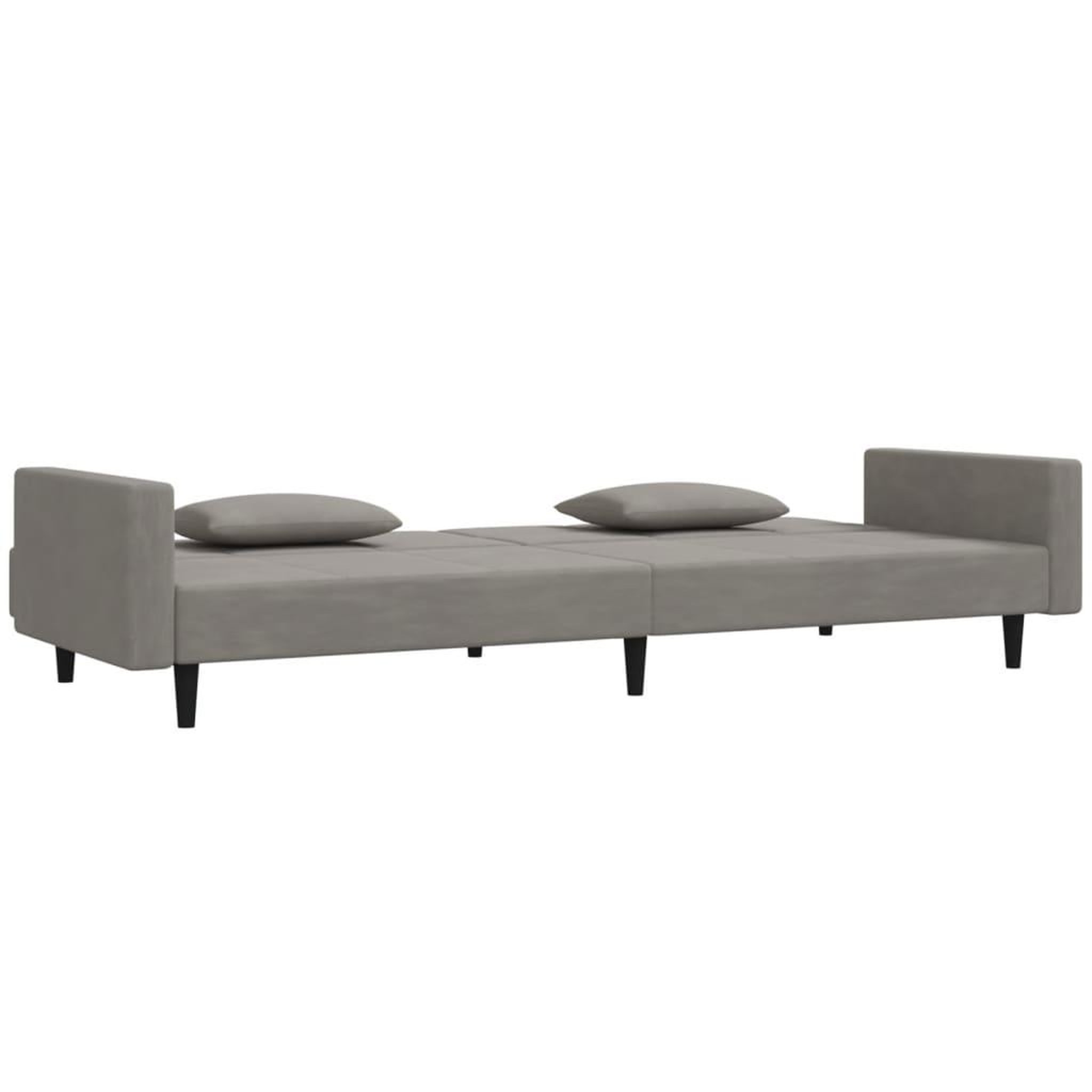 Voir la diapositive 4 : VIDAXL Canape-lit a 2 places avec deux oreillers Gris clair Velours