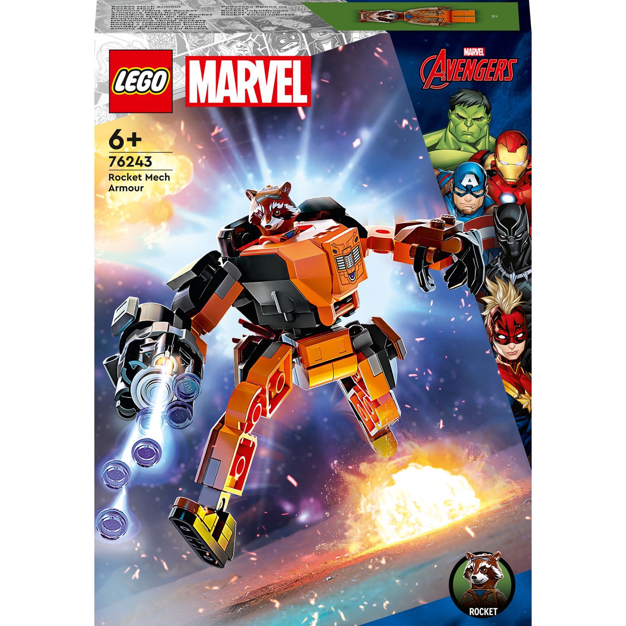 Voir la diapositive 1 : LEGO Marvel 76243 L'armure robot de Rocket,  Figurine Gardiens de la Galaxie, Jouet Raton Laveur, Avengers