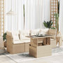 Voir la diapositive 1 : VIDAXL Salon de jardin avec coussins 5 pcs beige resine tressee