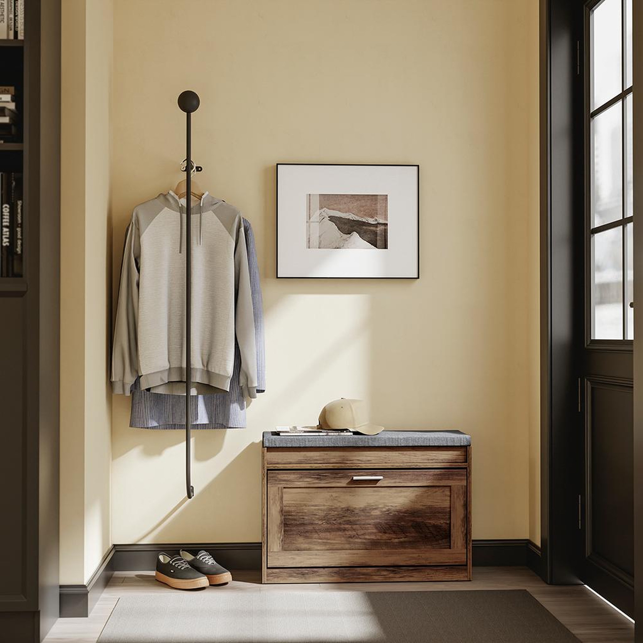 Voir la diapositive 6 : SOBUY Banc Rangement Chaussures avec Siège Marron 75x24x53cm FSR218-F