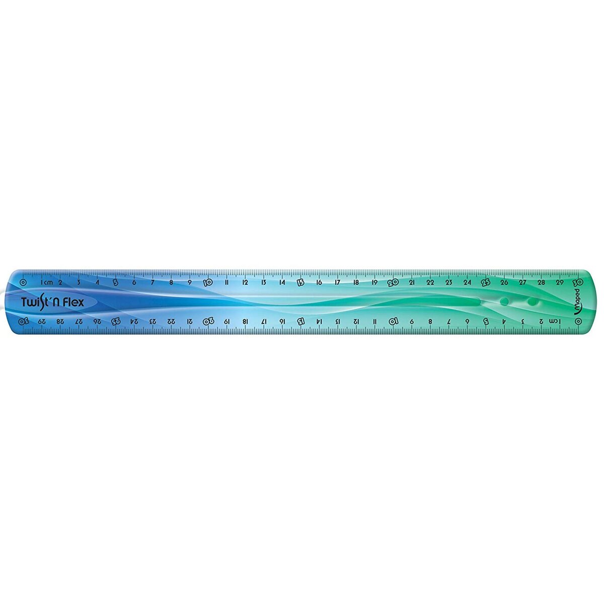 MAPED Règle plate en plastique flexible 30cm Twist N Flex décorée vert et bleu