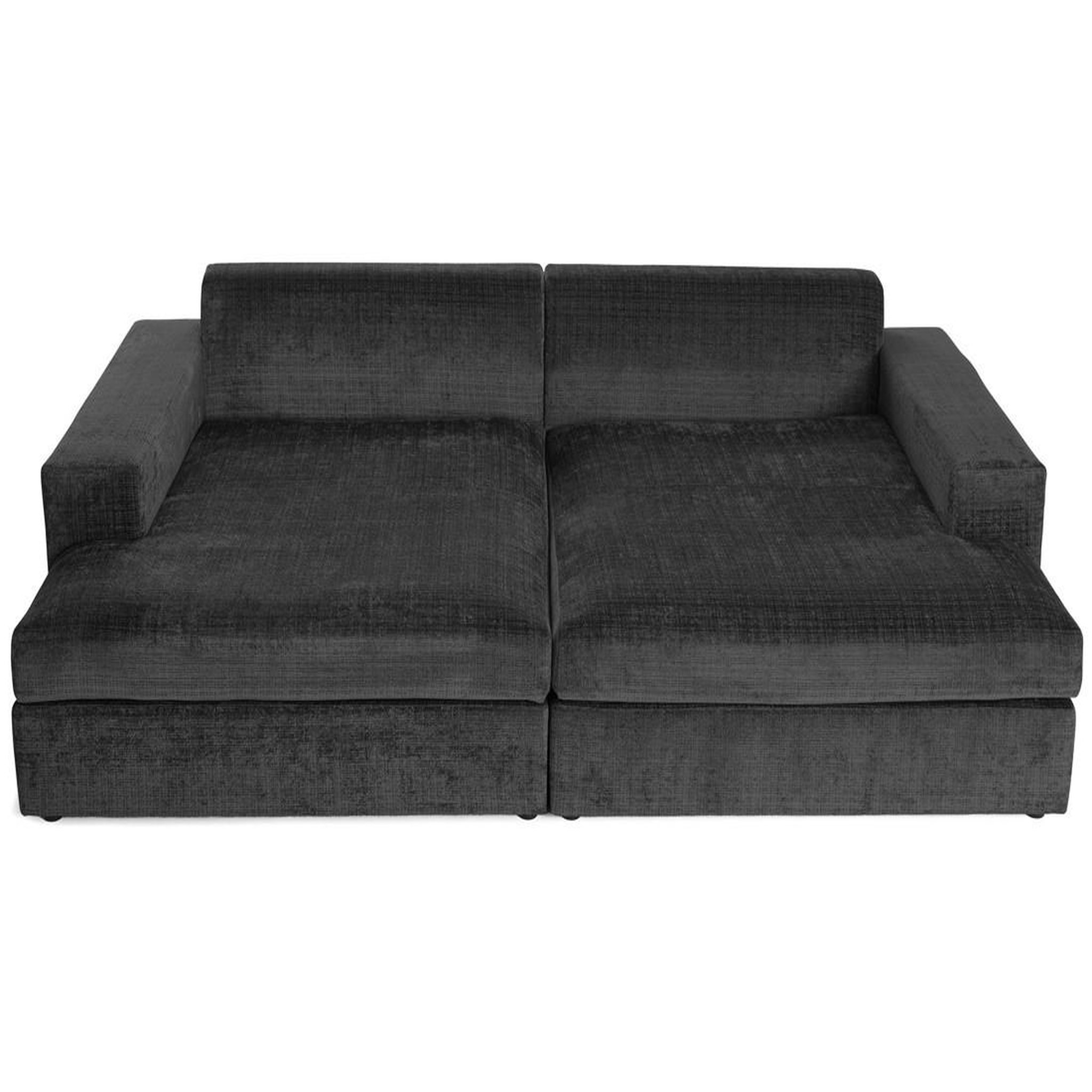 Voir la diapositive 3 : BEST MOBILIER Collins - canapé droit 4 places avec double méridienne - assise profonde - en velours texturé
