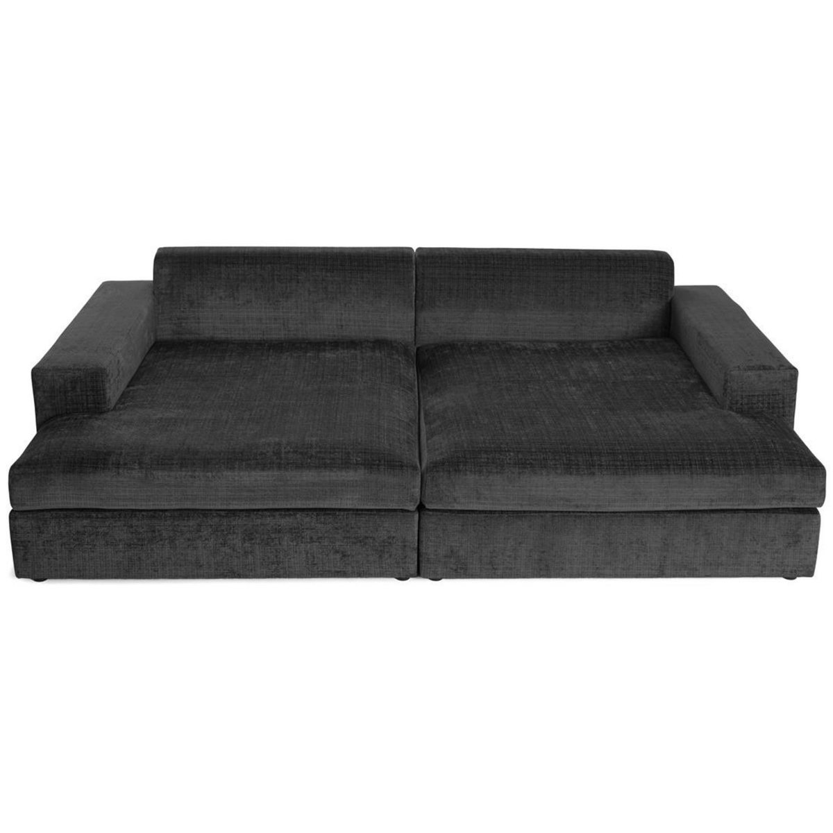 LISA DESIGN Collins - canapé droit 4 places avec double méridienne - assise profonde - en velours texturé