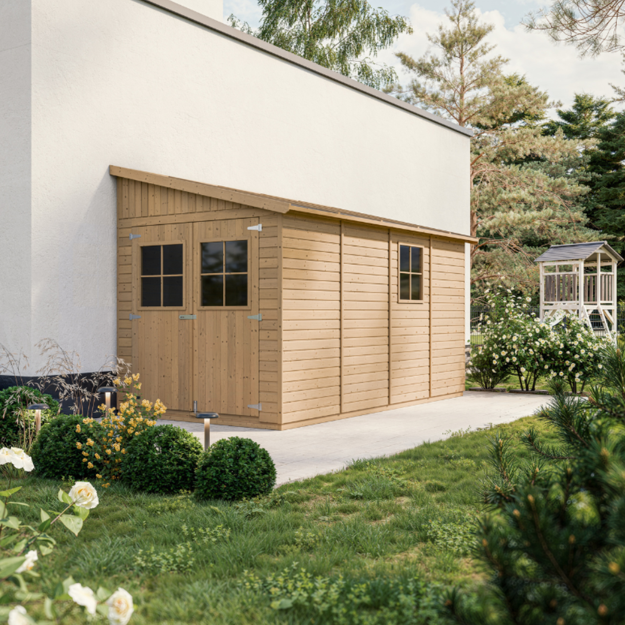 Voir la diapositive 4 : TIMBELA Abri de Jardin en Bois sans paroi latérale - 8 m2 M340