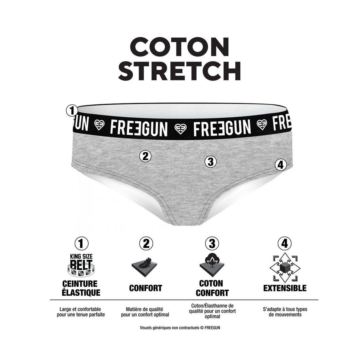 FREEGUN Lot de 3 culottes fille en coton Bestial