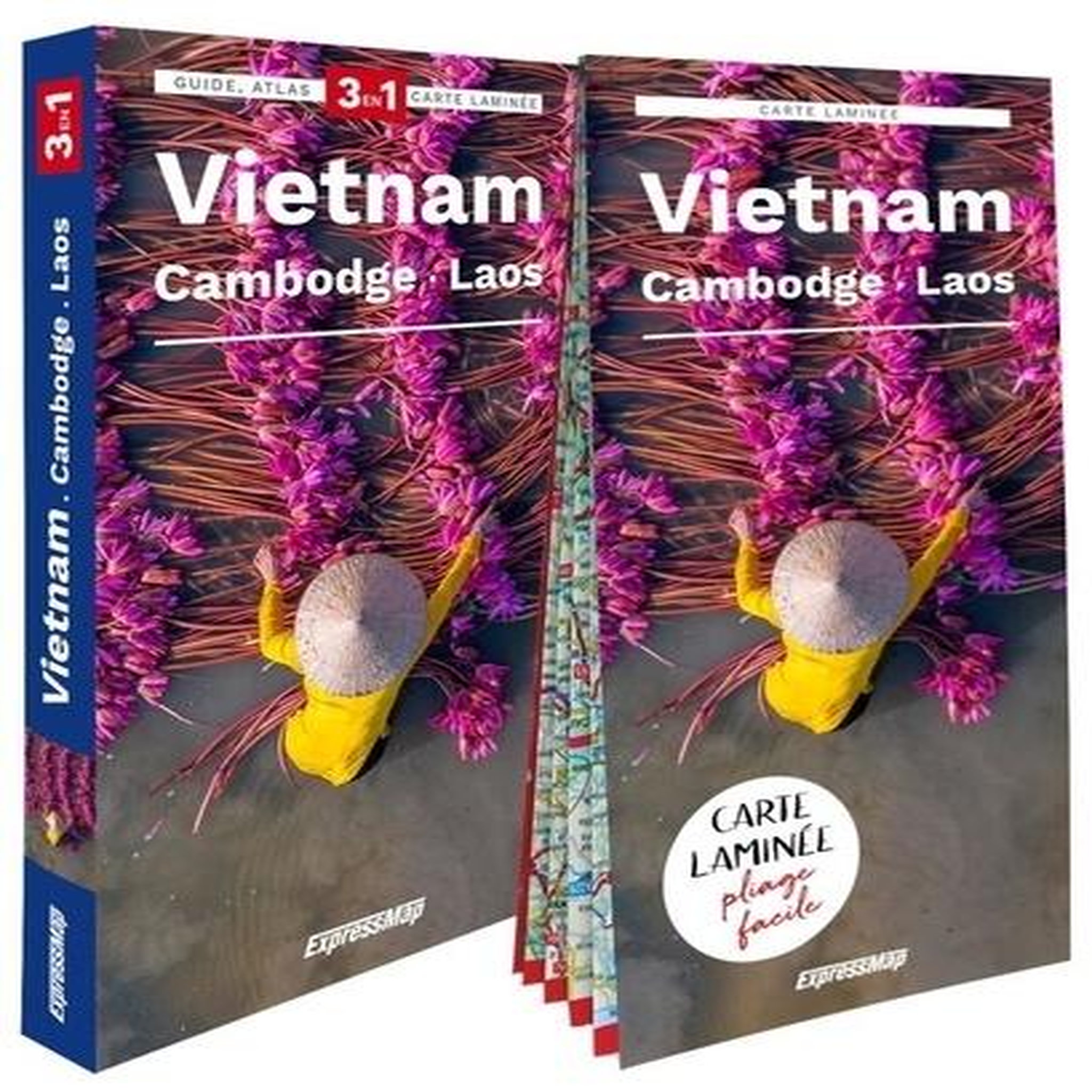 VIETNAM, CAMBODGE, LAOS. GUIDE + ATLAS + CARTE LAMINEE 1/1 600 000, EDITION 2025, Królczyk Jakub