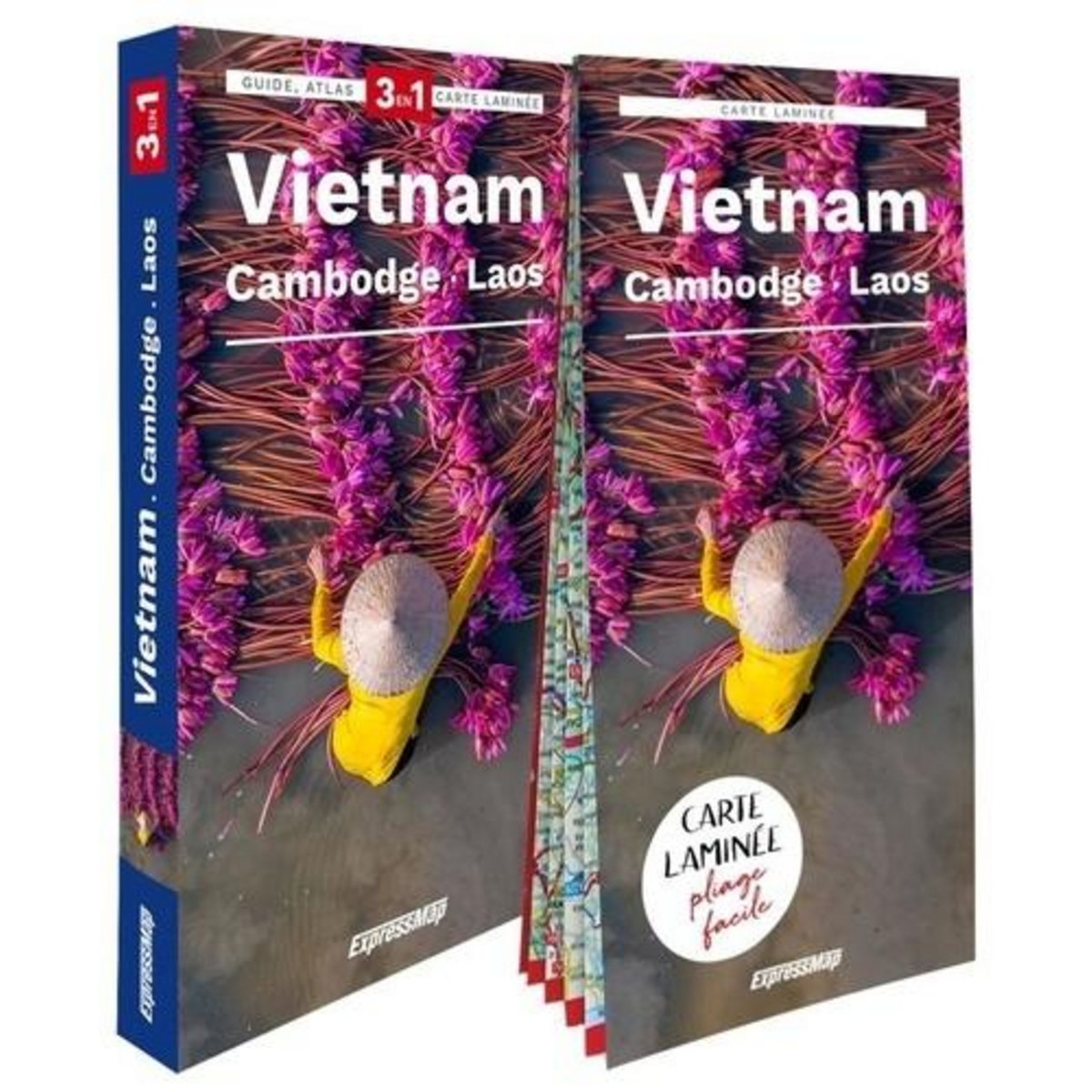VIETNAM, CAMBODGE, LAOS. GUIDE + ATLAS + CARTE LAMINEE 1/1 600 000, EDITION 2025, Królczyk Jakub