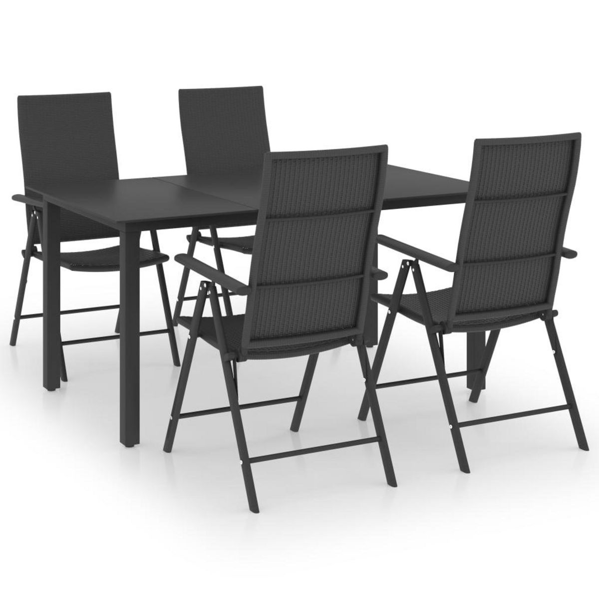VIDAXL Ensemble a manger de jardin 5 pcs noir