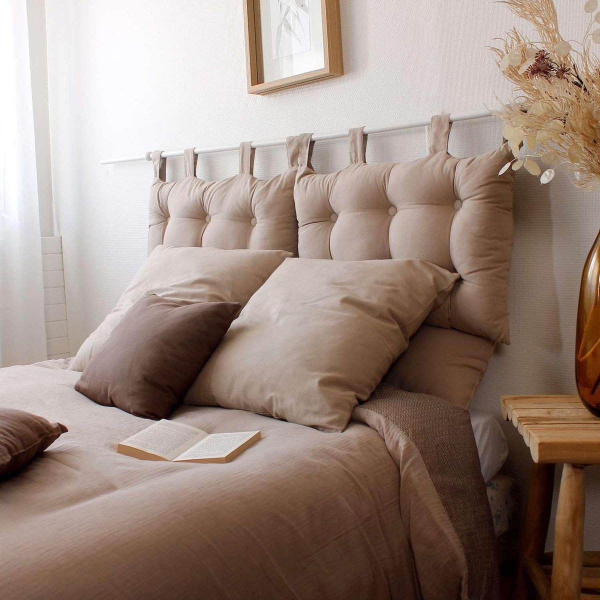 TOILINUX Tête de lit coussin Panama à suspendre