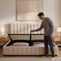 Voir la diapositive 4 : BELLECOUR BELLECOUR LITERIE | Lit coffre velours beige TROCADERO 2 places