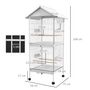 Voir la diapositive 3 : PAWHUT Volière cage à oiseaux sur roulettes design maison mangeoires perchoirs 10 portes plateaux excréments amovibles acier blanc