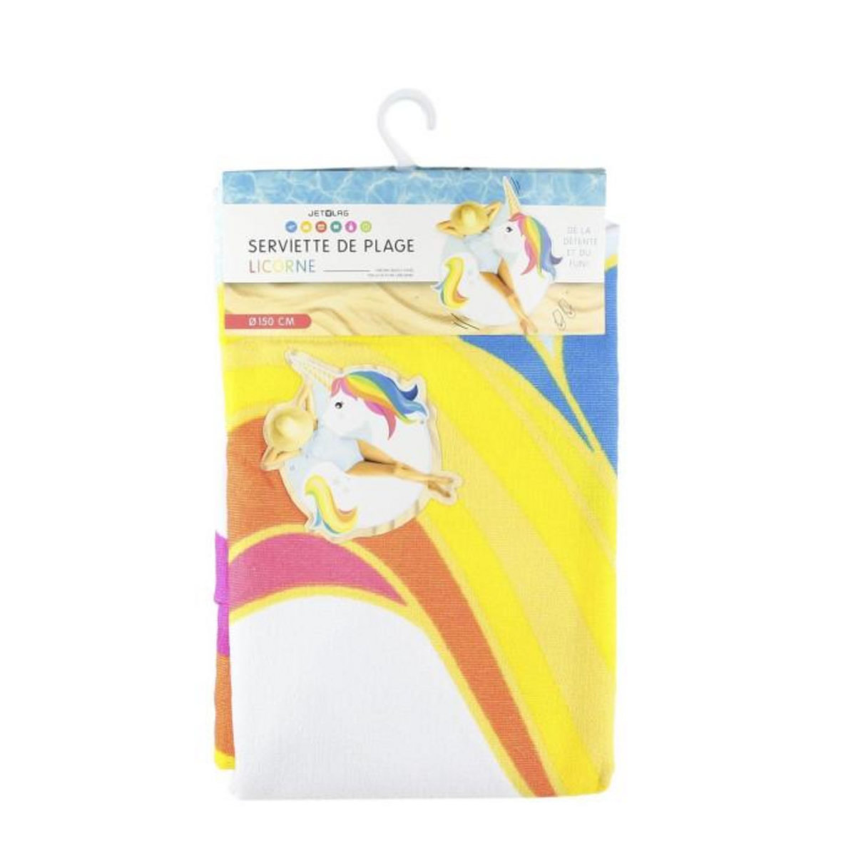 Paris Prix Serviette de Plage  Licorne  150cm Blanc
