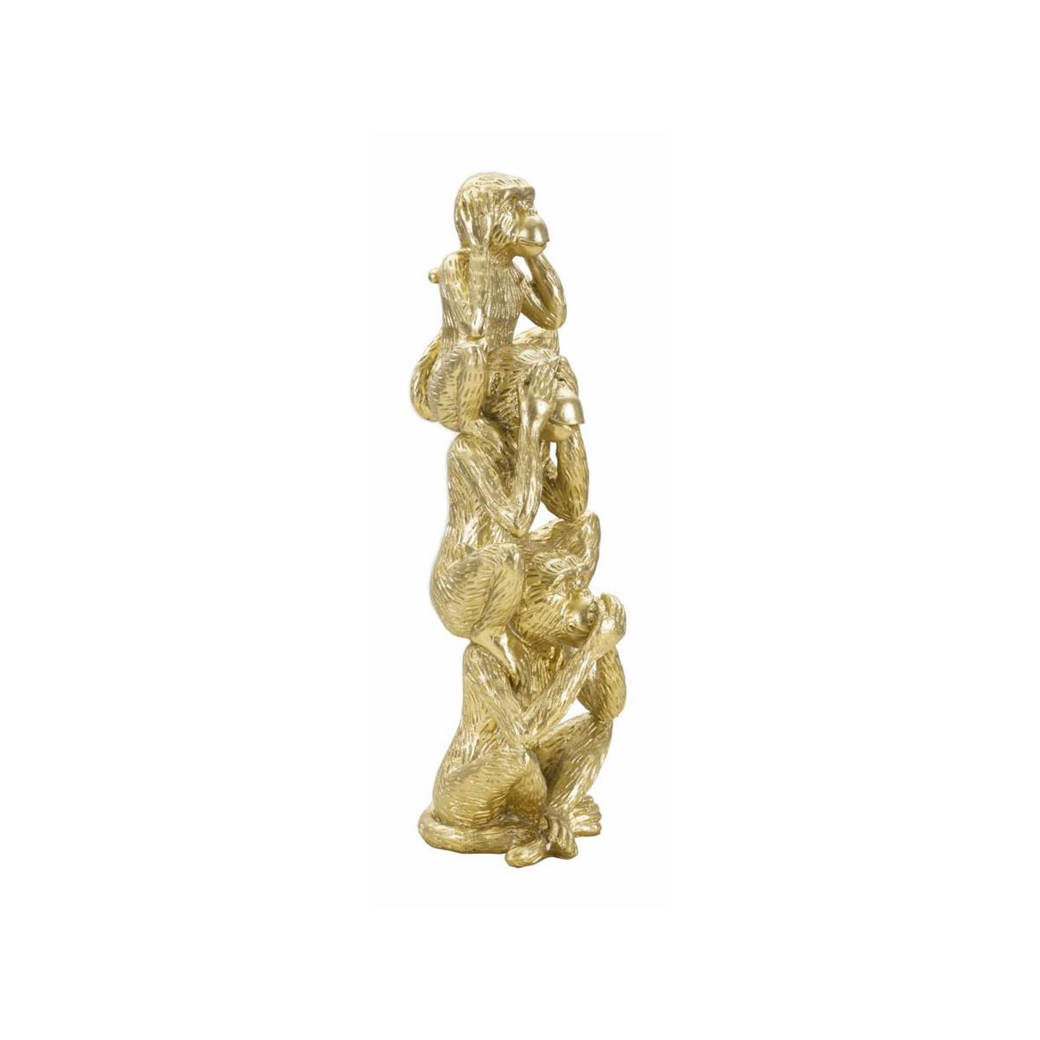 Voir la diapositive 2 : Paris Prix Statuette déco pyramide  3 singes  30cm or
