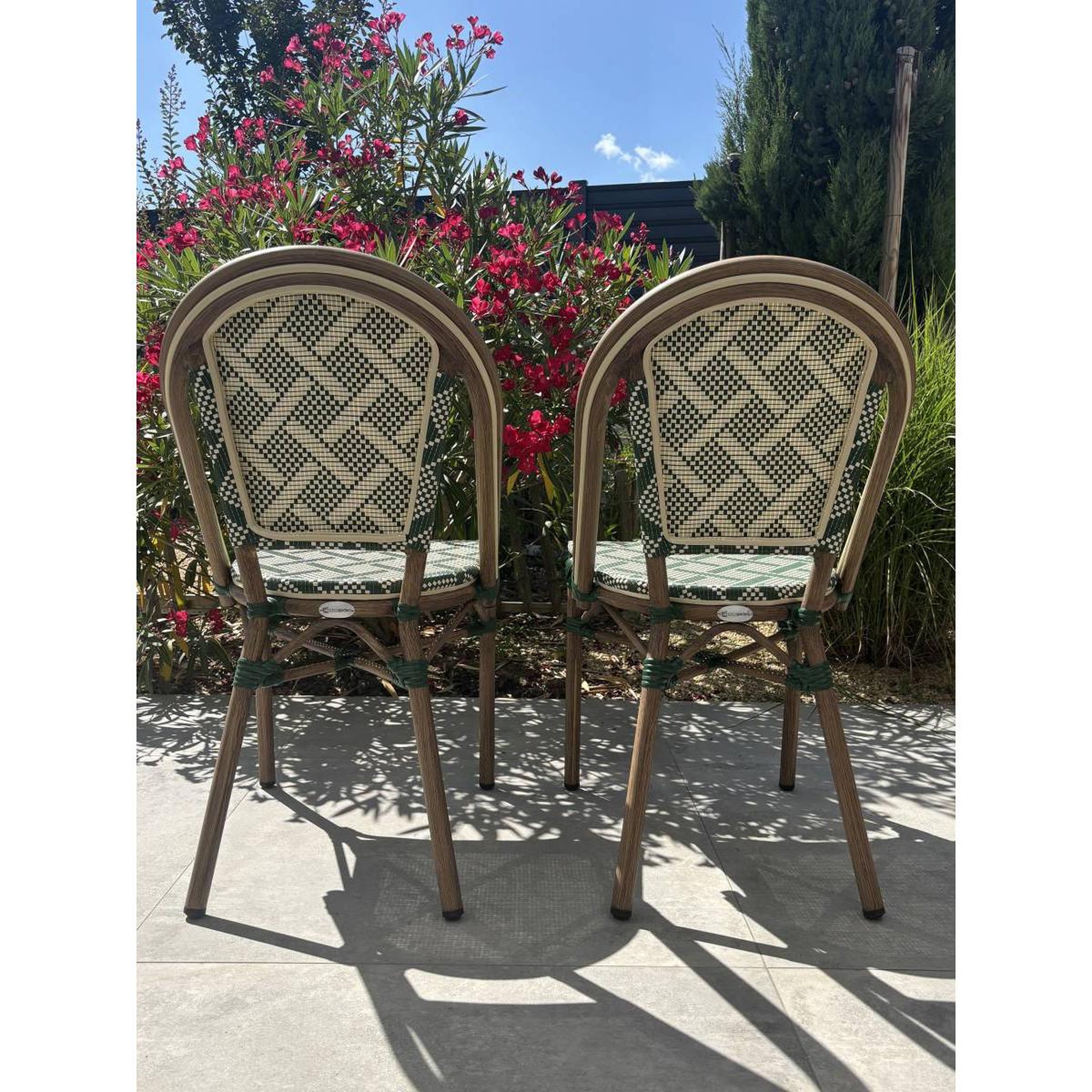 Voir la diapositive 4 : Paris Prix Lot de 2 chaises de jardin empilable  bistro  87cm vert
