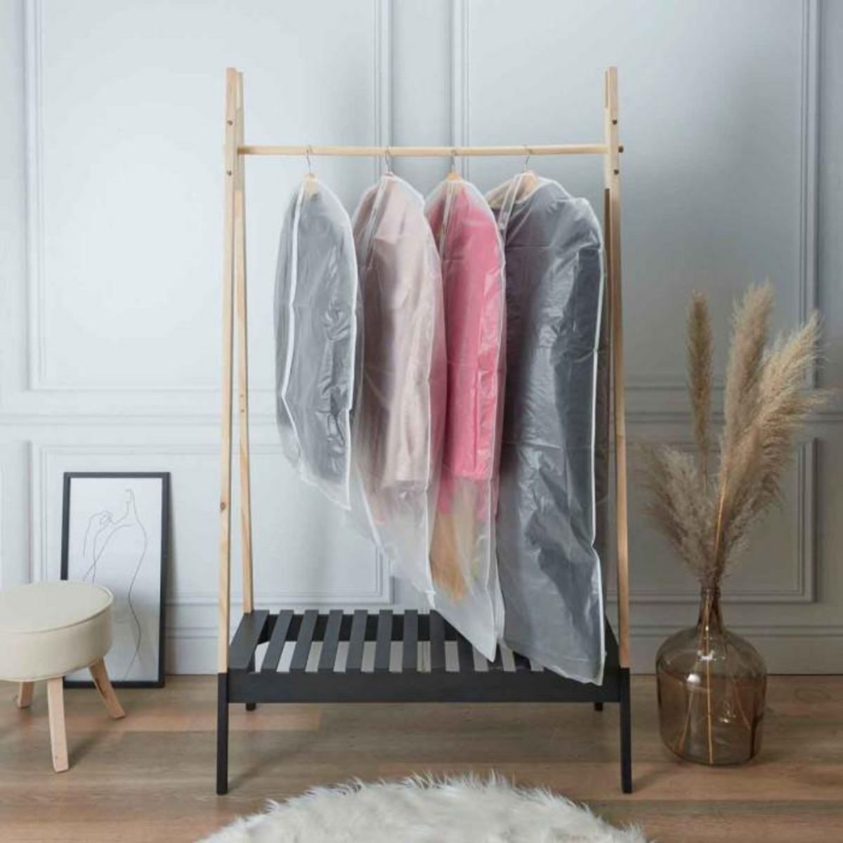 Paris Prix Lot de 4 Housses de Protection  Habits  98cm Transparent
