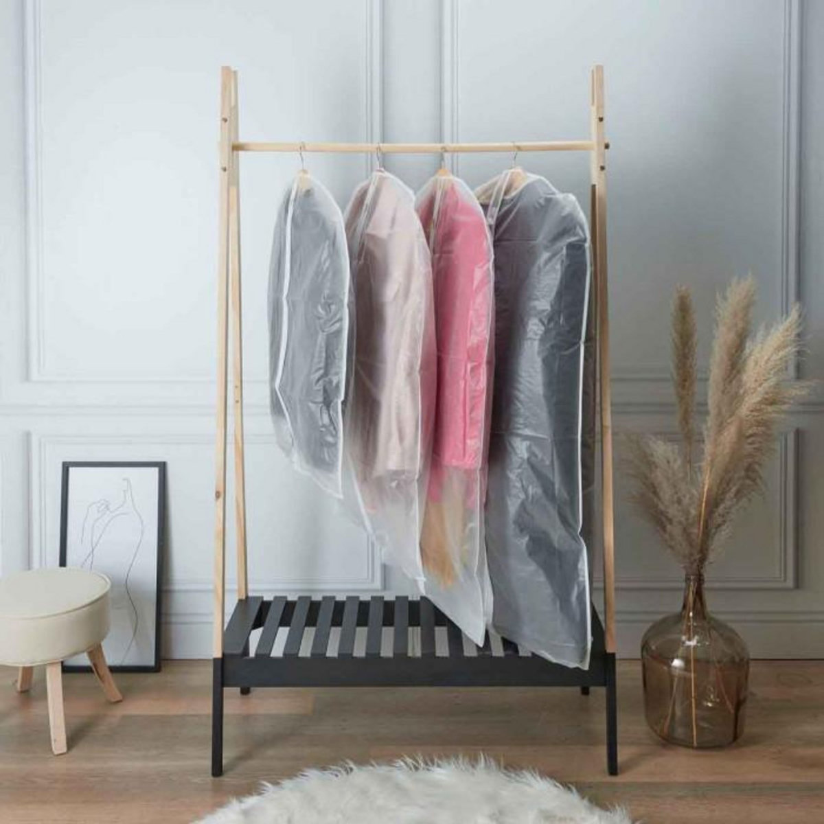 Paris Prix Lot de 4 Housses de Protection  Habits  98cm Transparent
