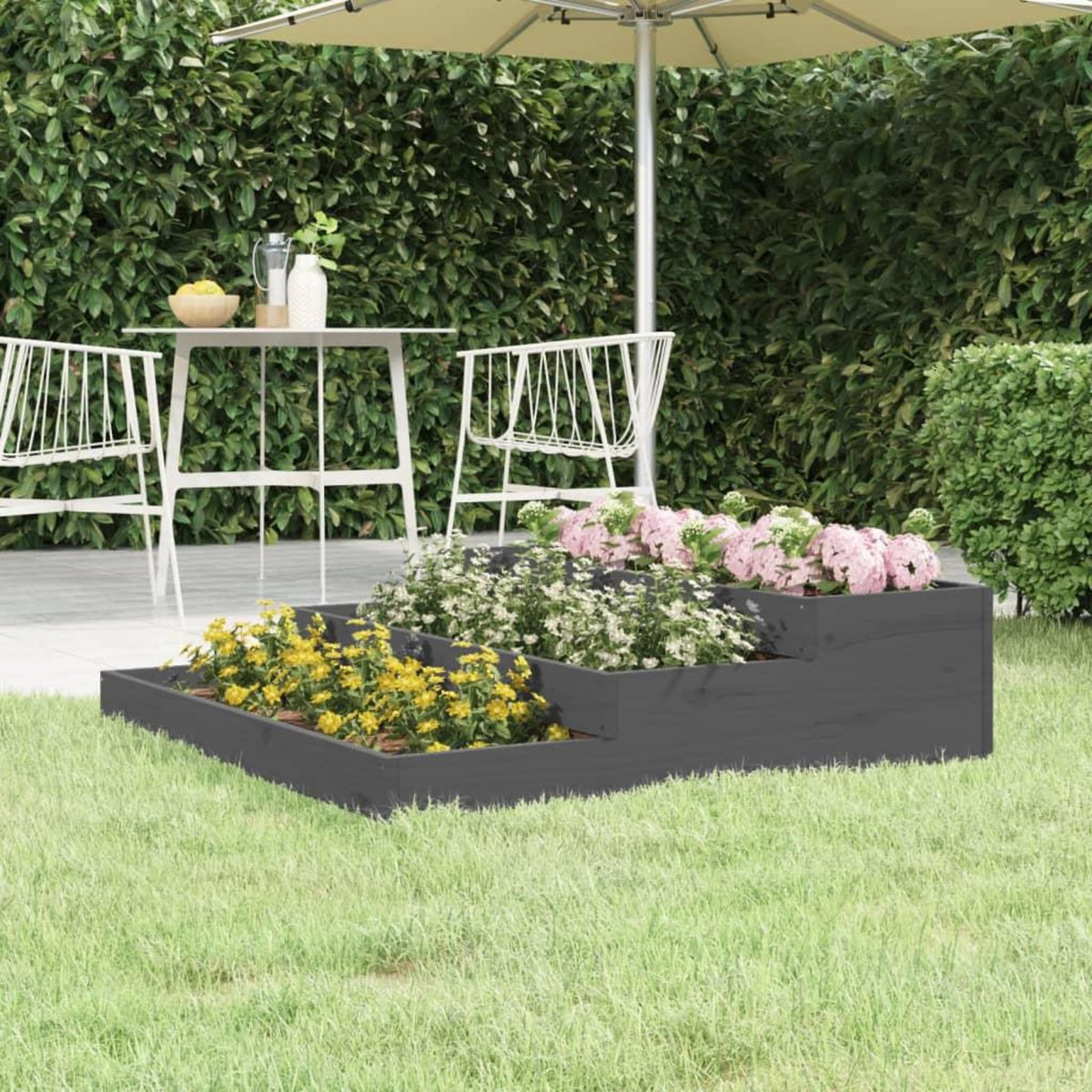 VIDAXL Jardiniere Gris 107x107x27 cm Bois massif de pin