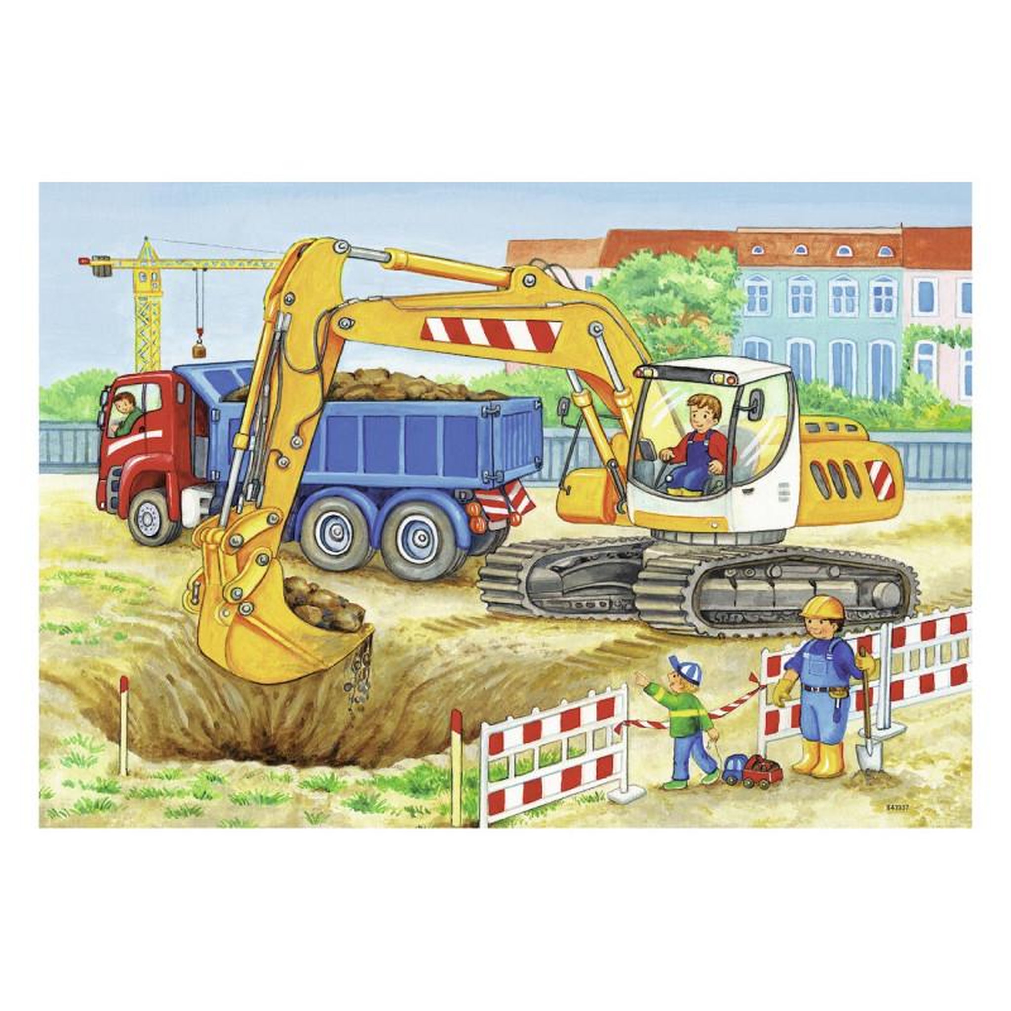 Voir la diapositive 3 : RAVENSBURGER RAVENSBURGER On the Construction Site and Farm Puzzle, 2x12st.