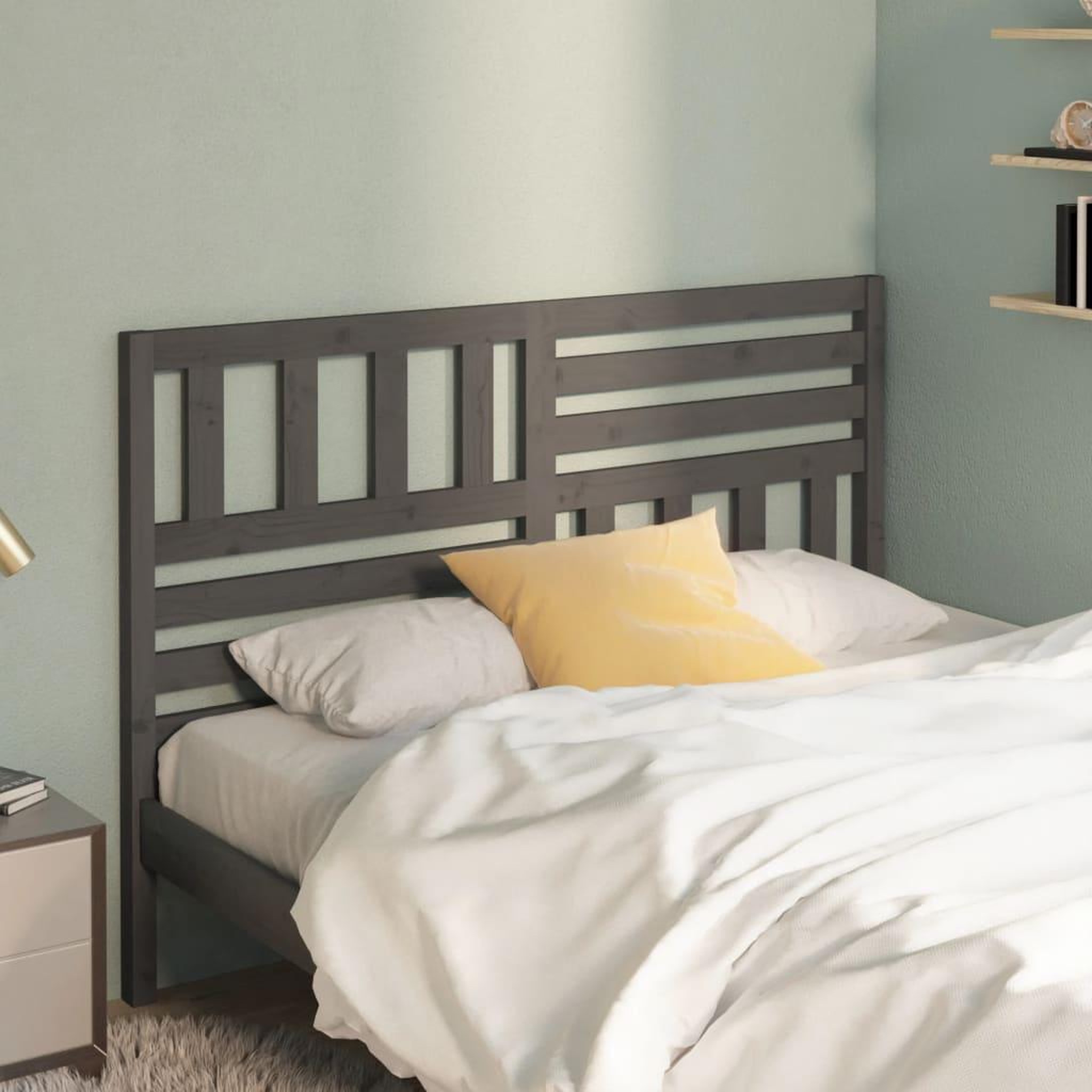 Voir la diapositive 1 : VIDAXL Tete de lit Gris 126x4x100 cm Bois massif de pin