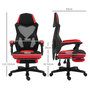 Voir la diapositive 3 : HOMCOM Fauteuil gaming chaise gamer dossier et hauteur réglable roulettes pivotantes repose-pied tissu maille rouge noir
