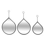 ATMOSPHERA Lot de 3 Miroirs Goutte  Leny  43cm Noir