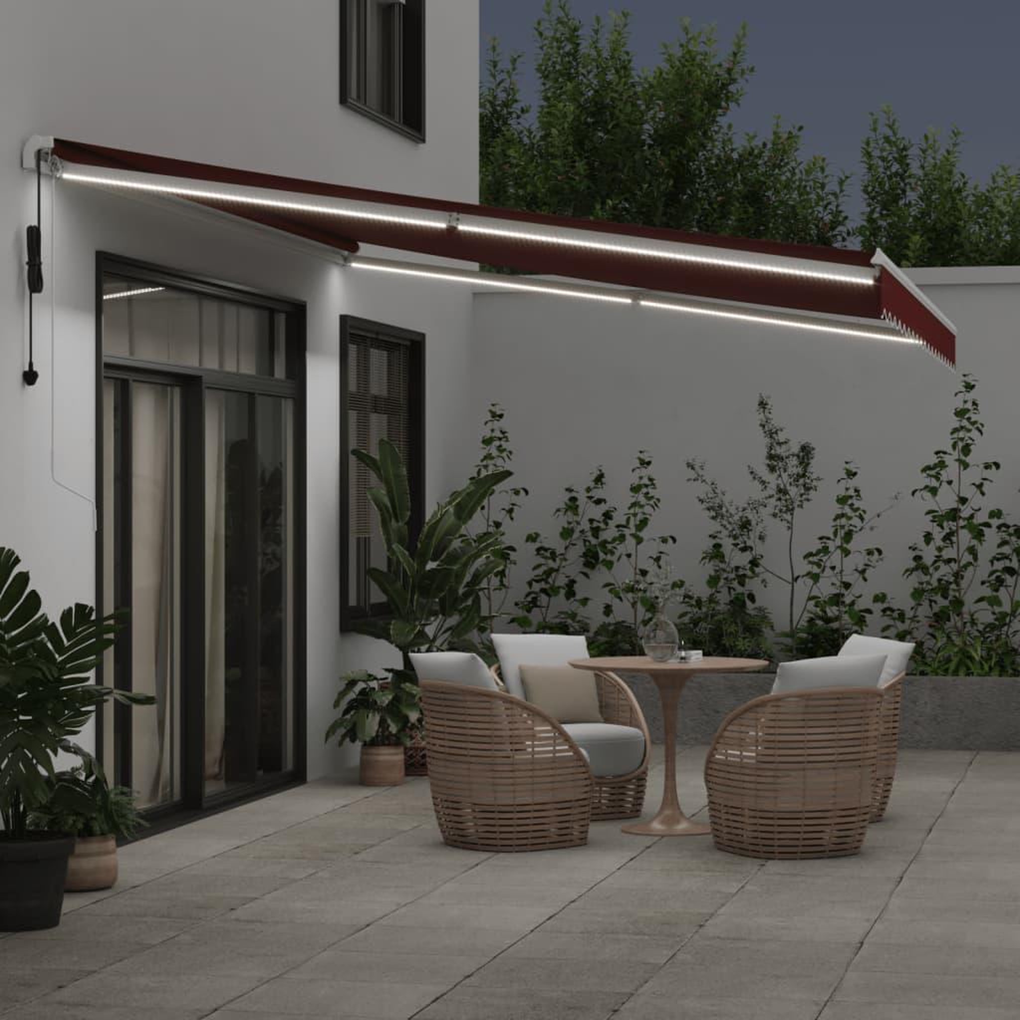 Voir la diapositive 3 : VIDAXL Auvent retractable automatique avec LED bordeaux 450x350 cm